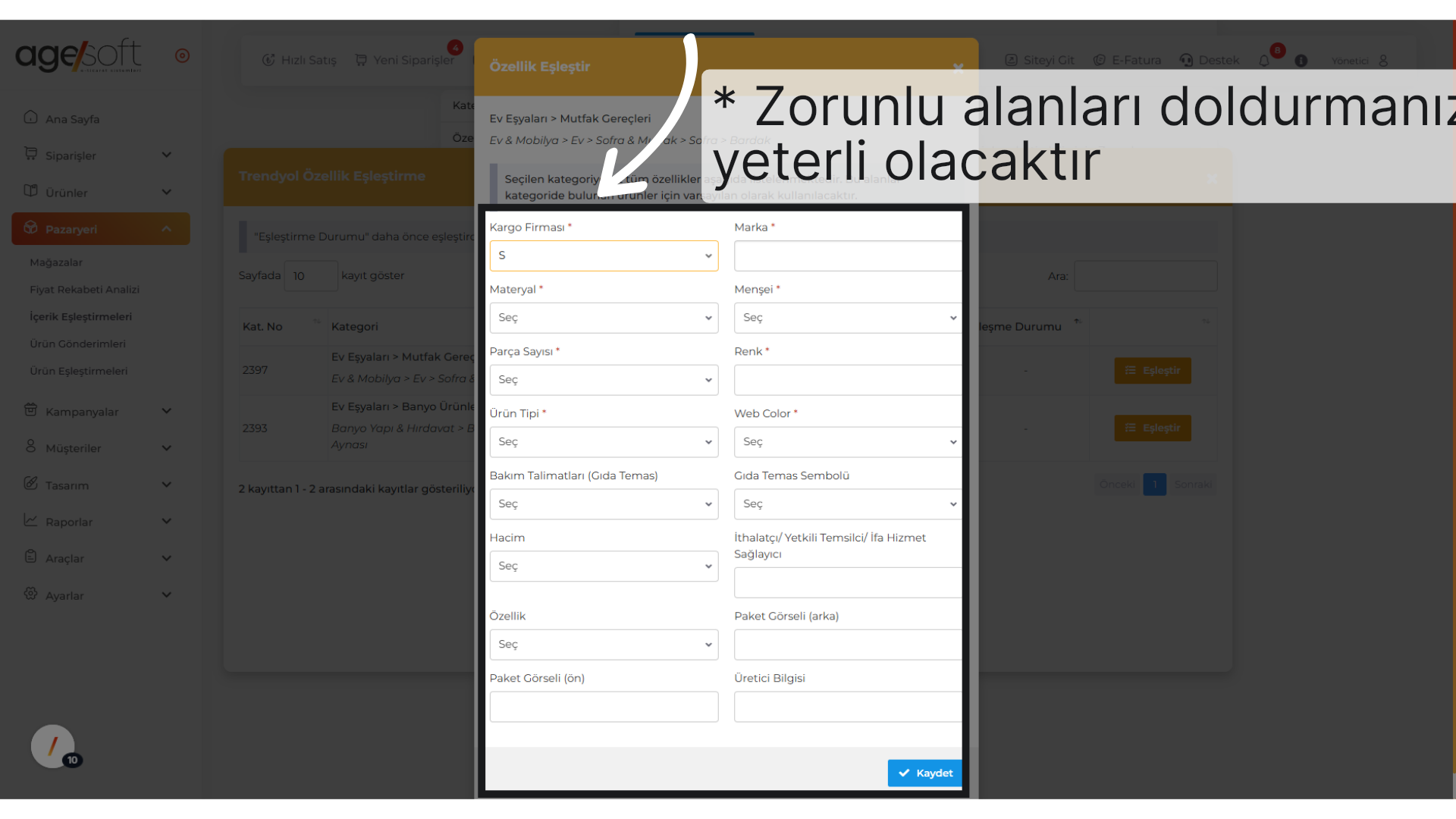 Zorunlu * Alanları doldurmak