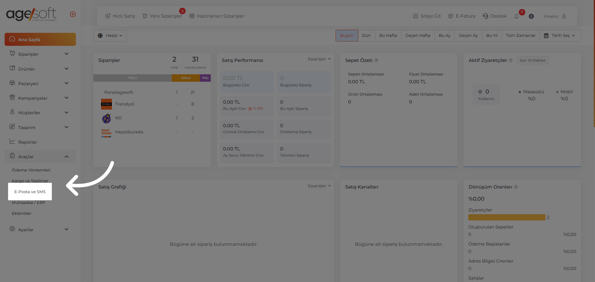 E-Posta ve SMS Seçeneğini Açma