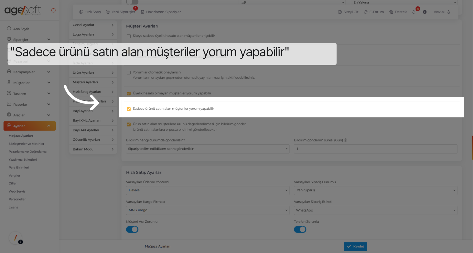 Tıklamak 'Sadece ürünü satın alan müşteriler yorum yapabilir'