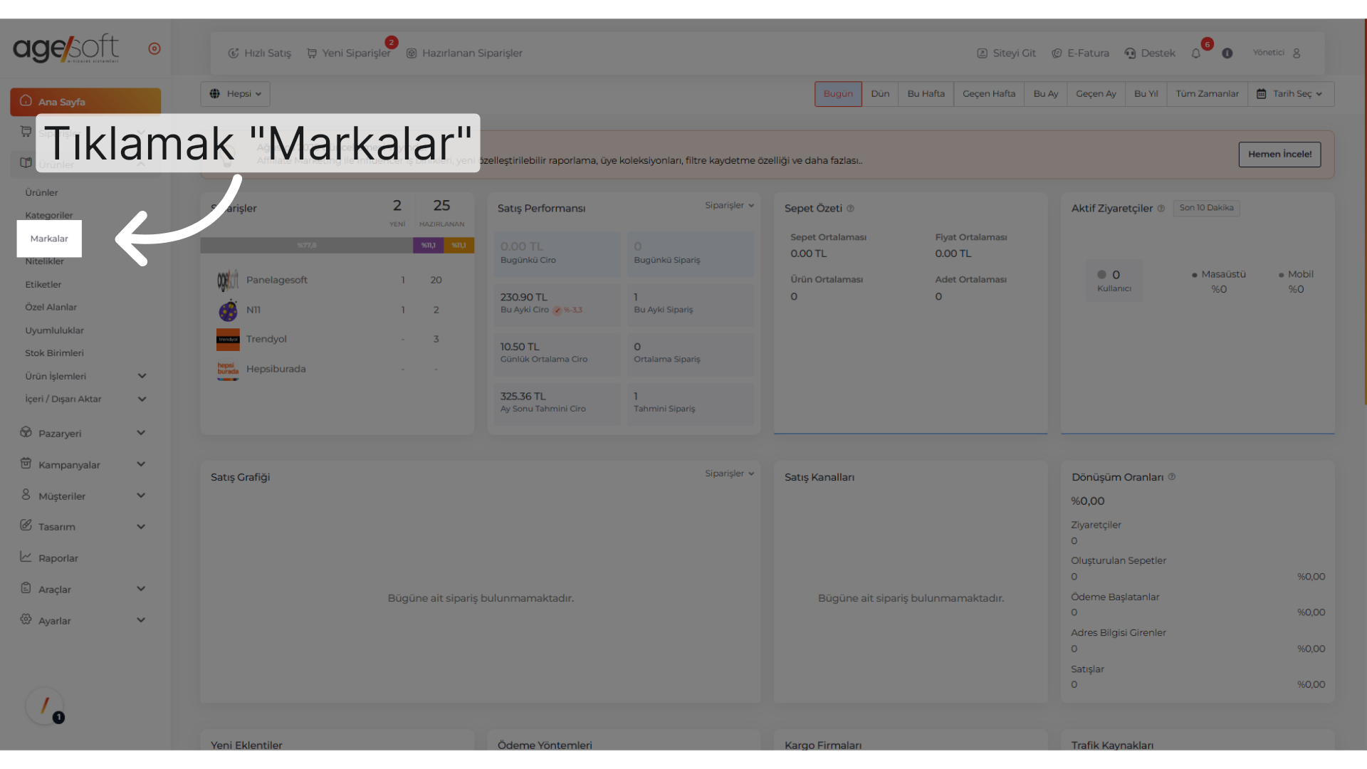 Tıklamak 'Markalar'