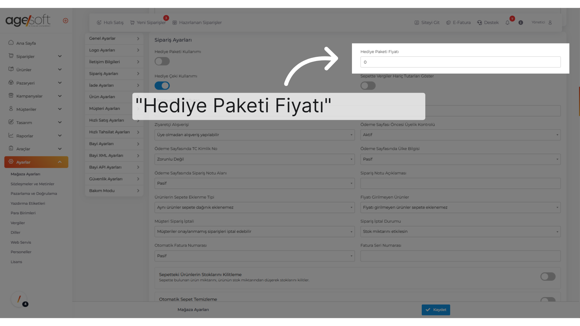 'Hediye Paketi Fiyatı'