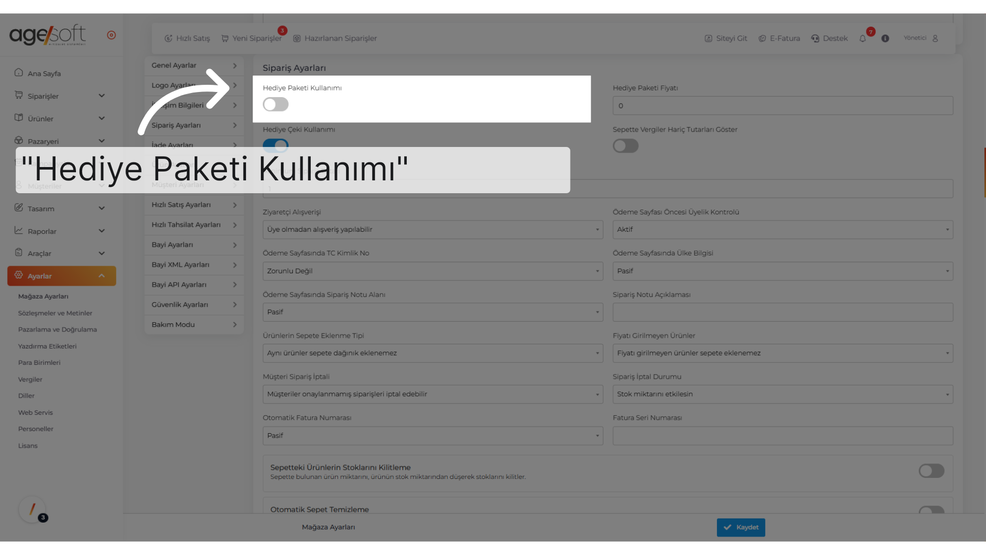 'Hediye Paketi Kullanımı'
