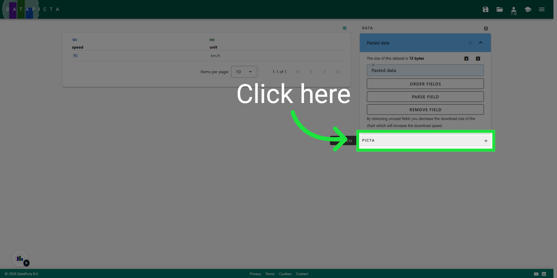 Open the Picta Dialog