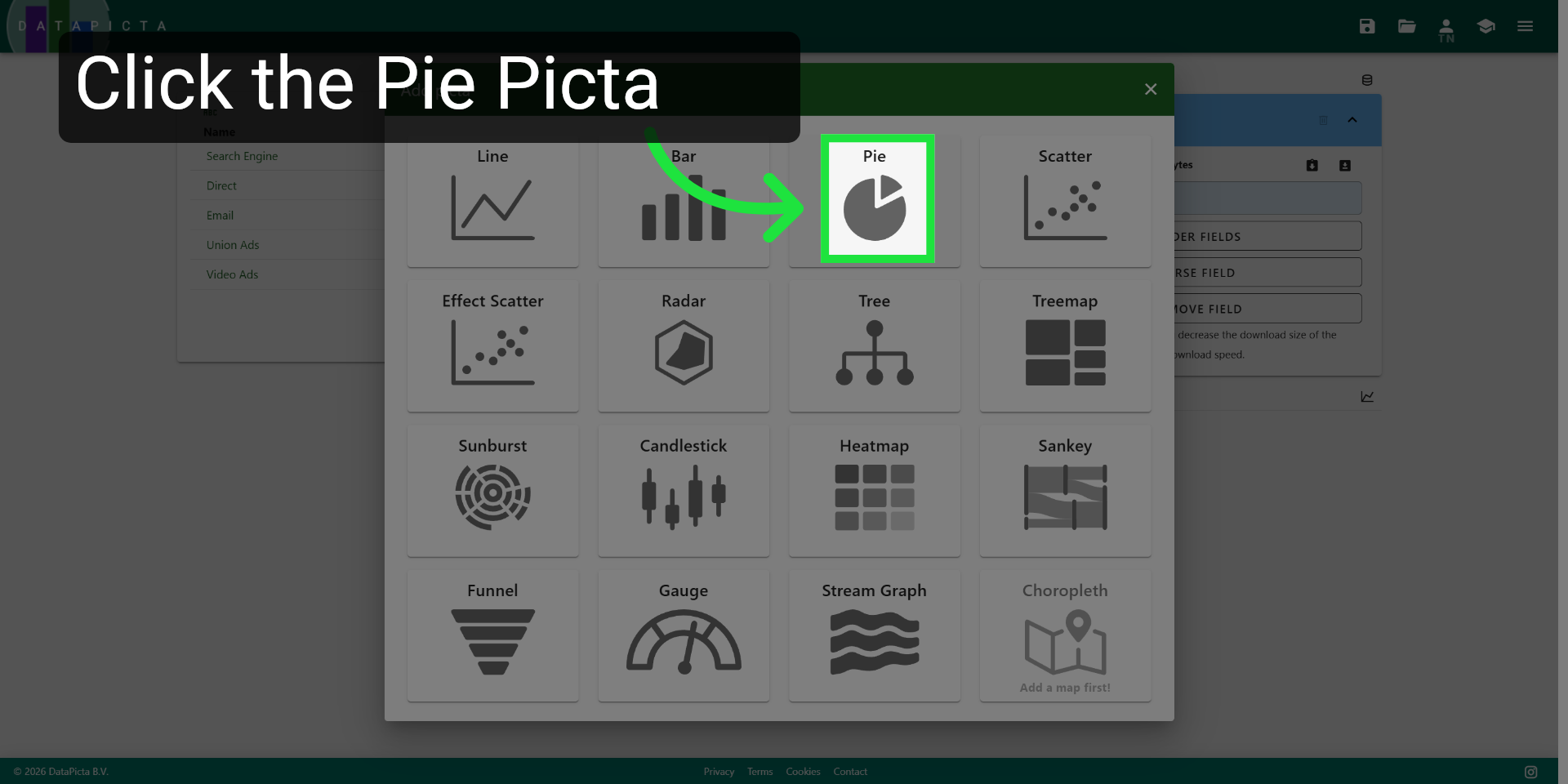 Choose Pie Chart Option