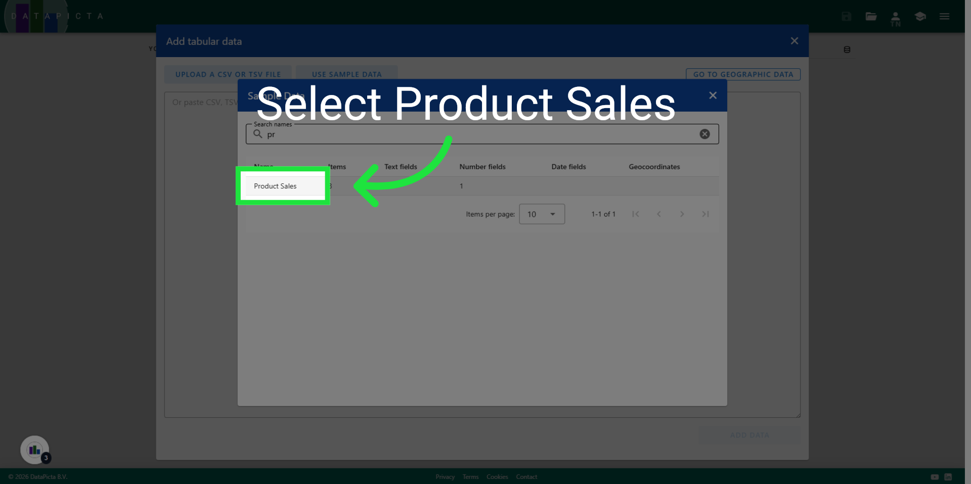 Select Product Sales Data