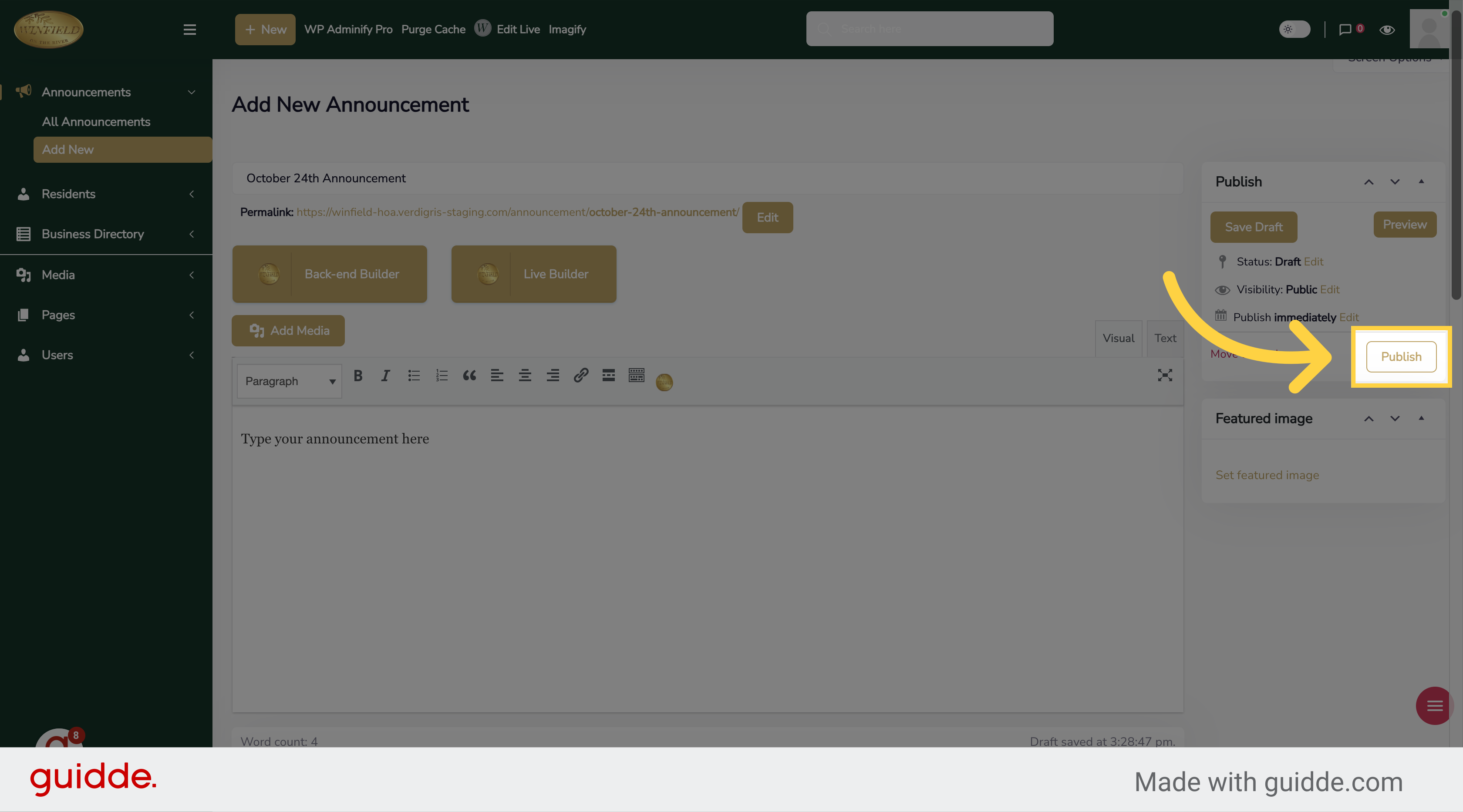 Click 'Publish'