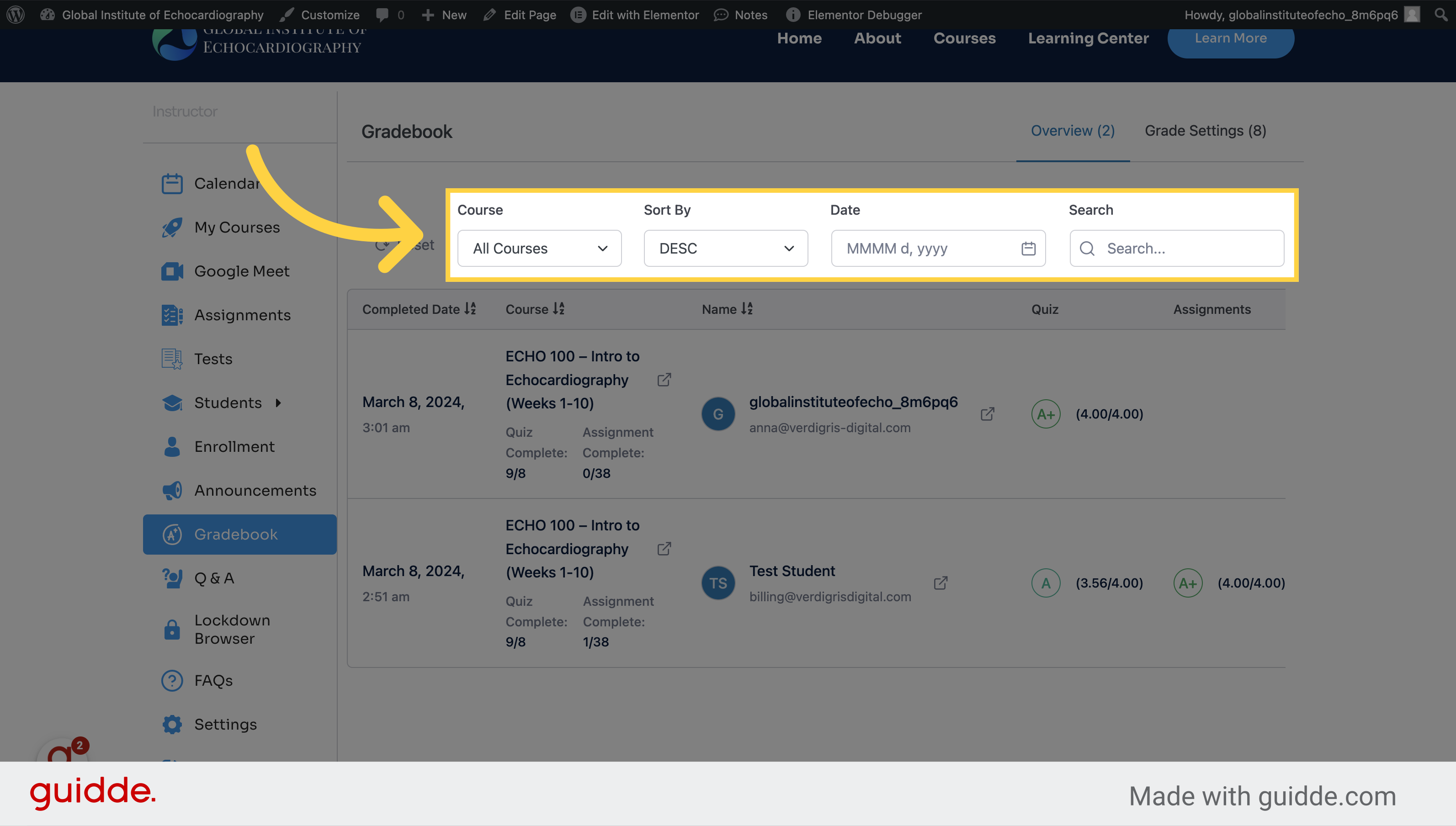 Sort options to find the student you're looking for