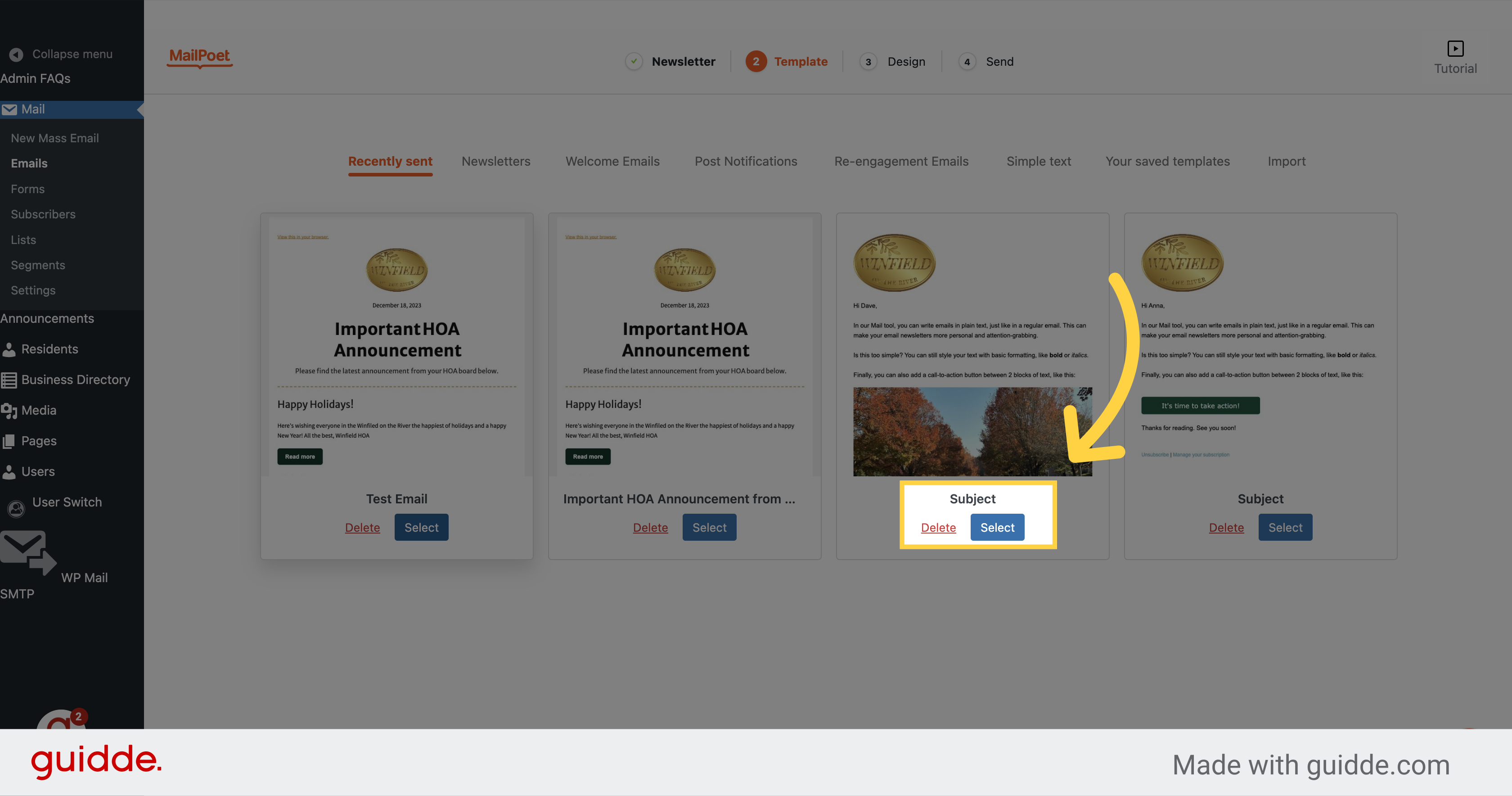 Click 'Select' on one of the templates you want to use