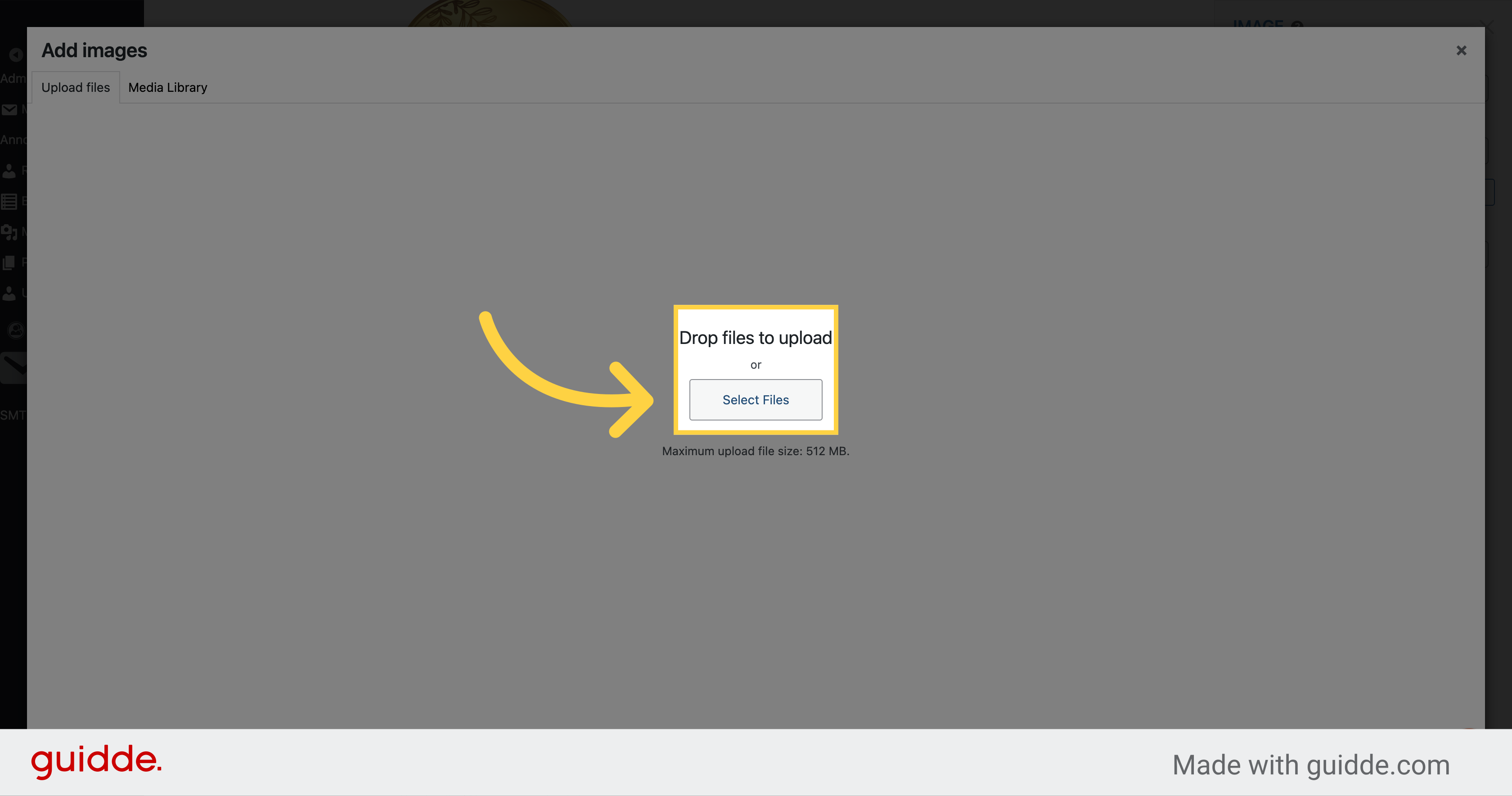 Click 'Select Files' or drag an image from your computer here