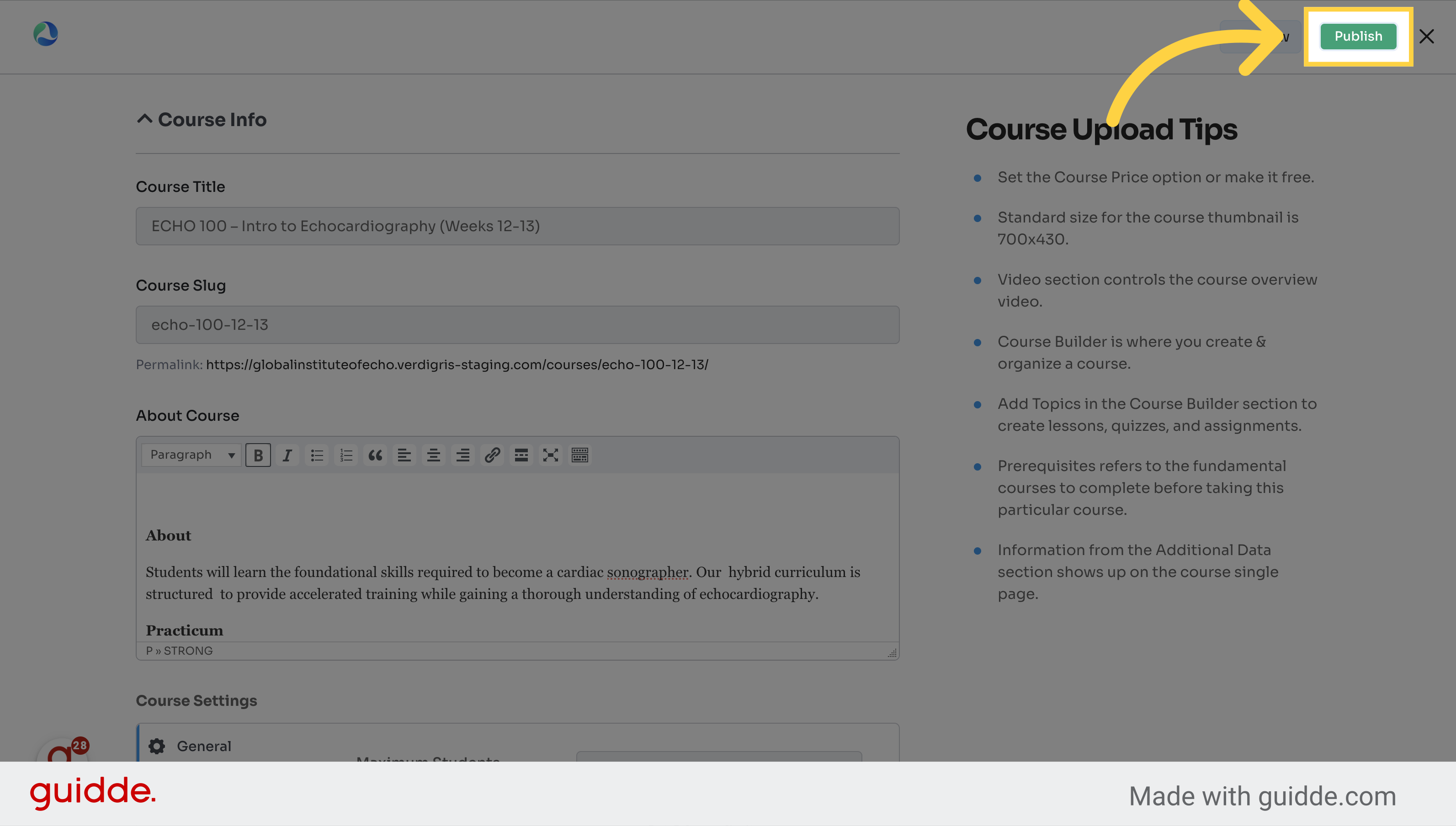 Click 'publish_course'