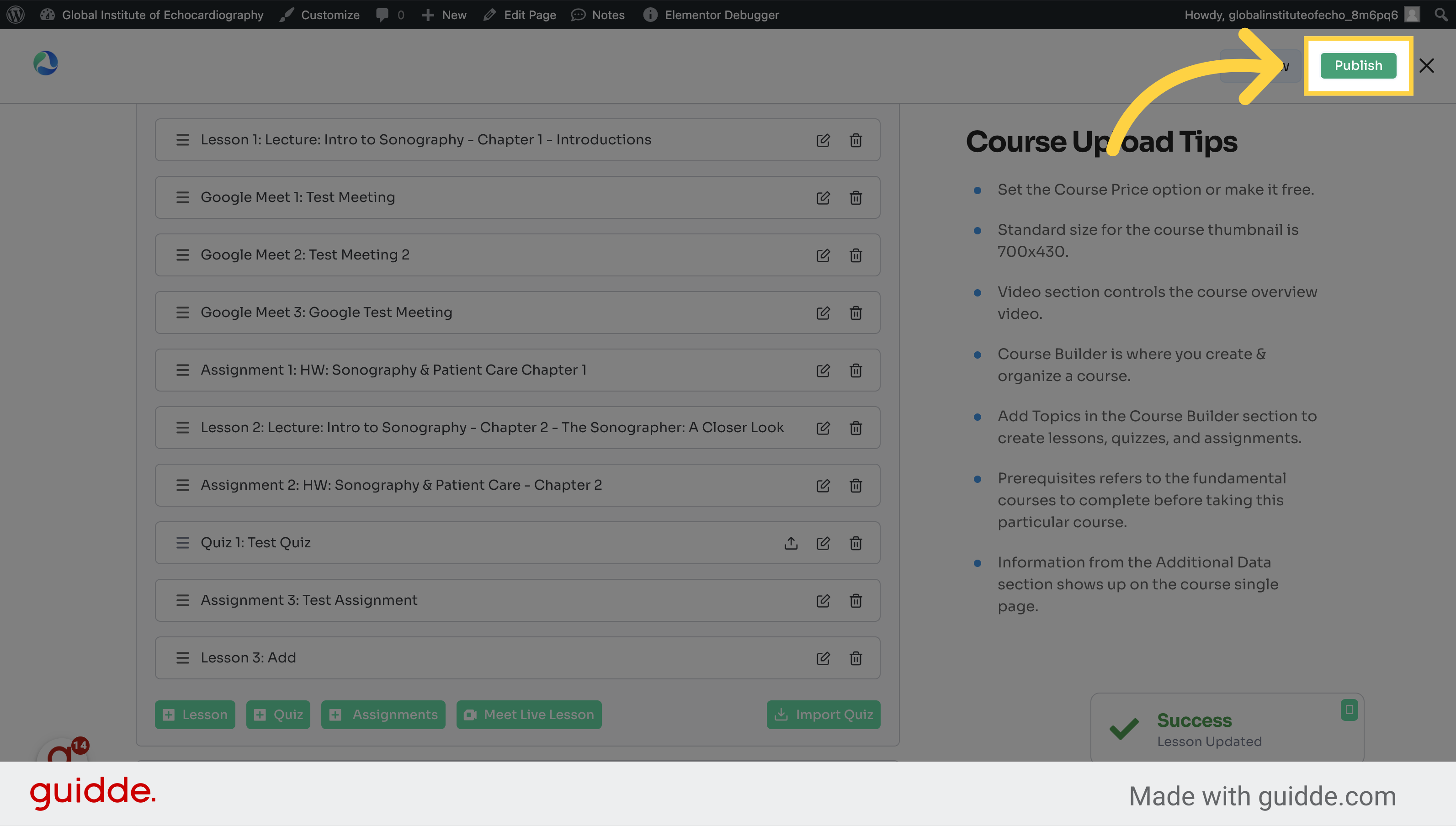 Click 'publish_course'