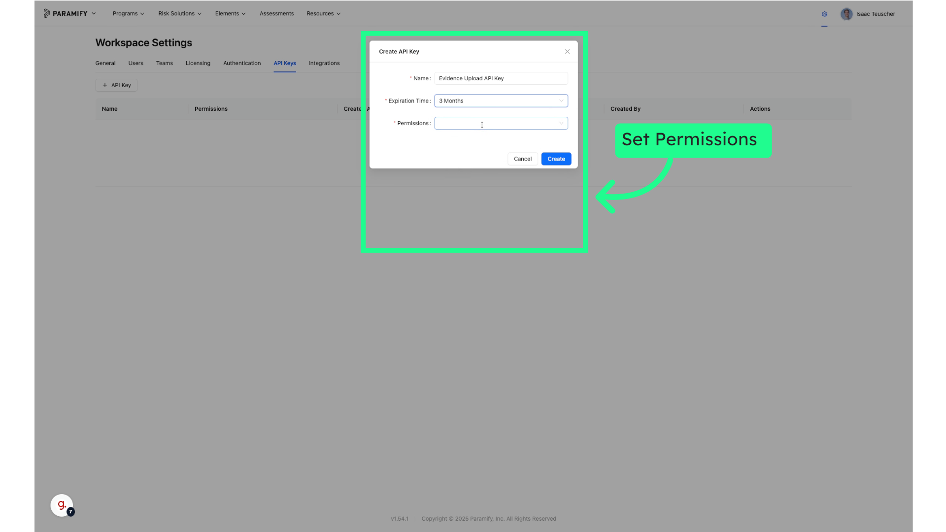 Permissions for API Key