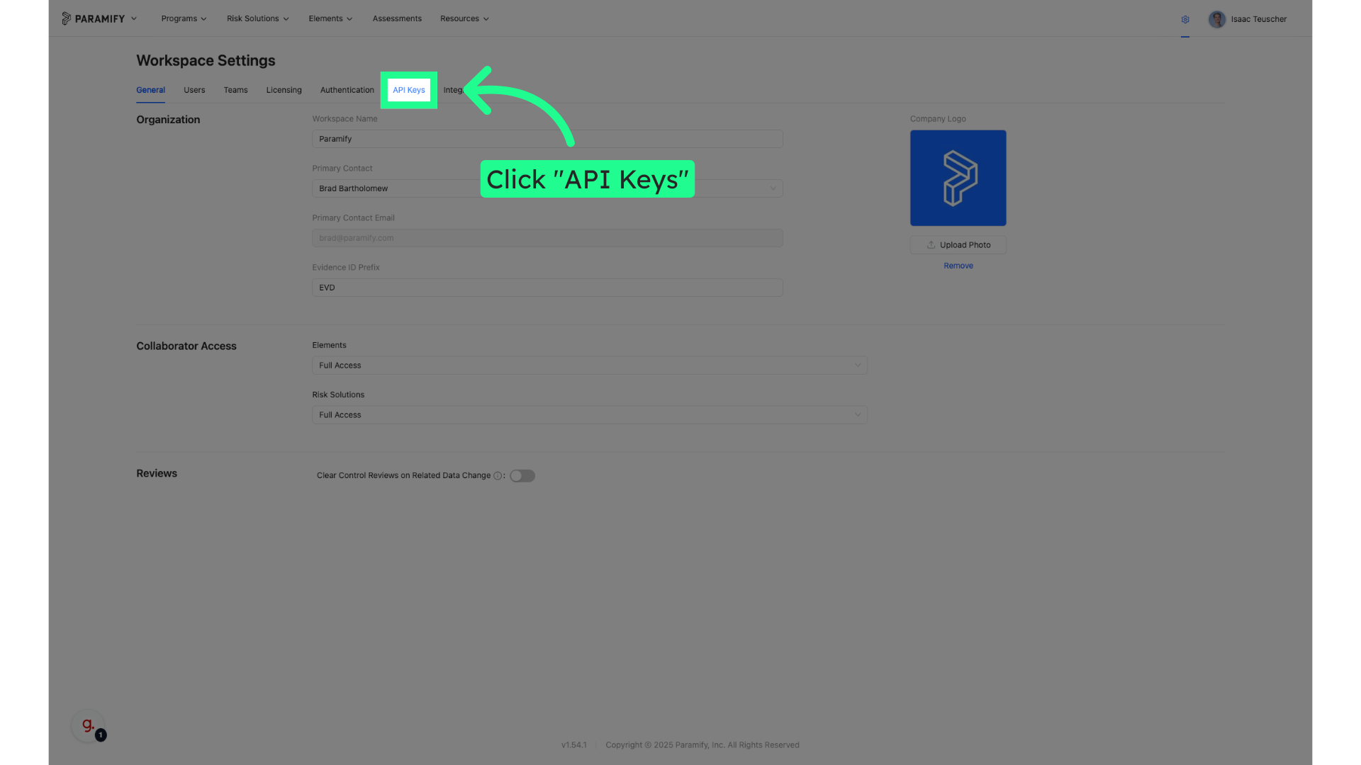Click 'API Keys'