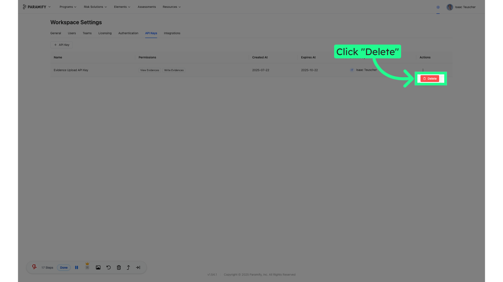Click 'Delete'