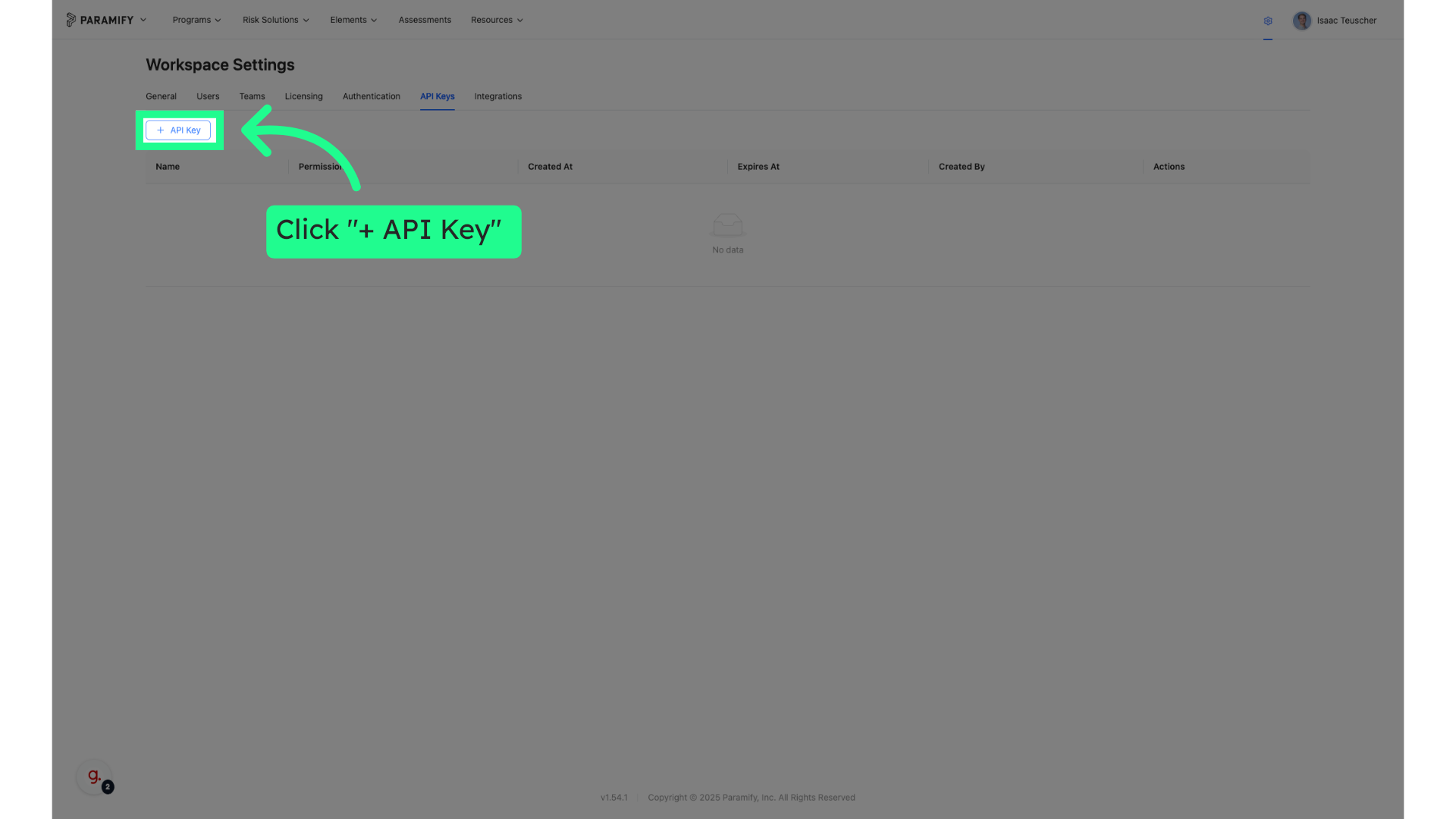 Click '+ API Key'