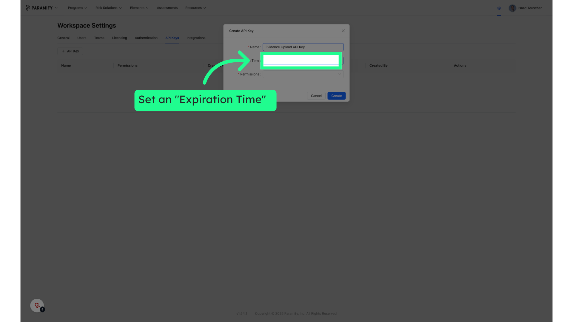 Set an 'Expiration Time' for the API Key