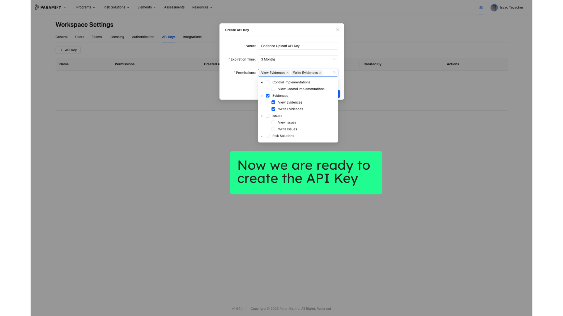 Now we are ready to create the API Key