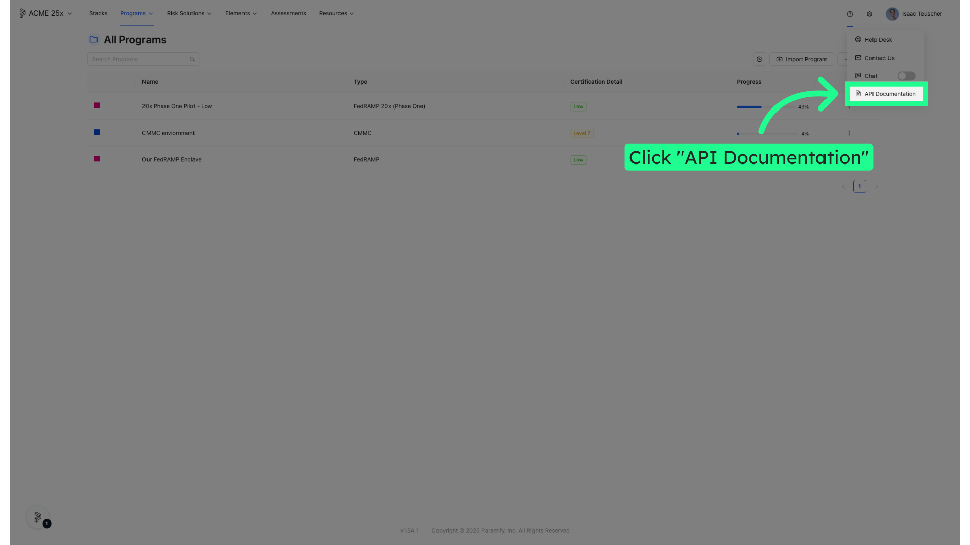 Click 'API Documentation'