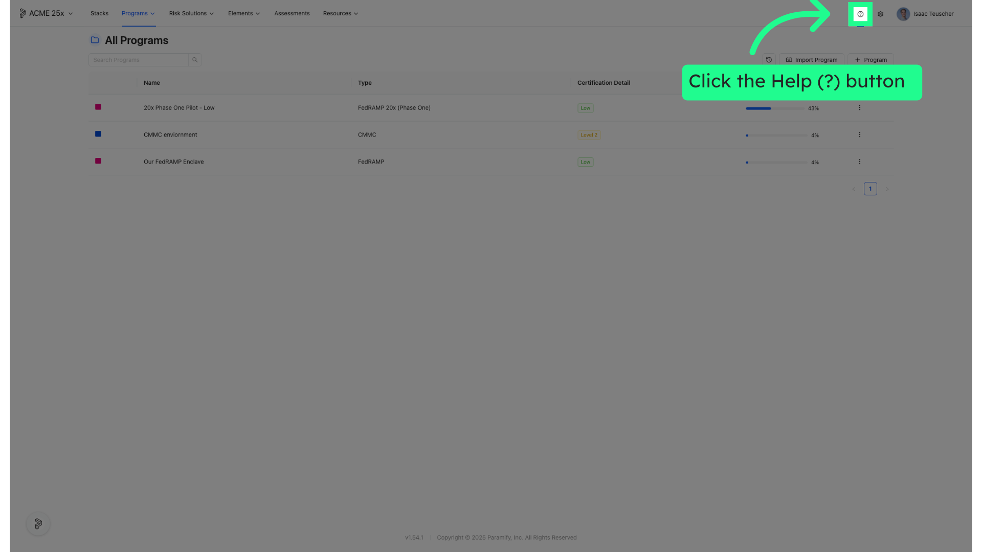 Click the Help (?) button
