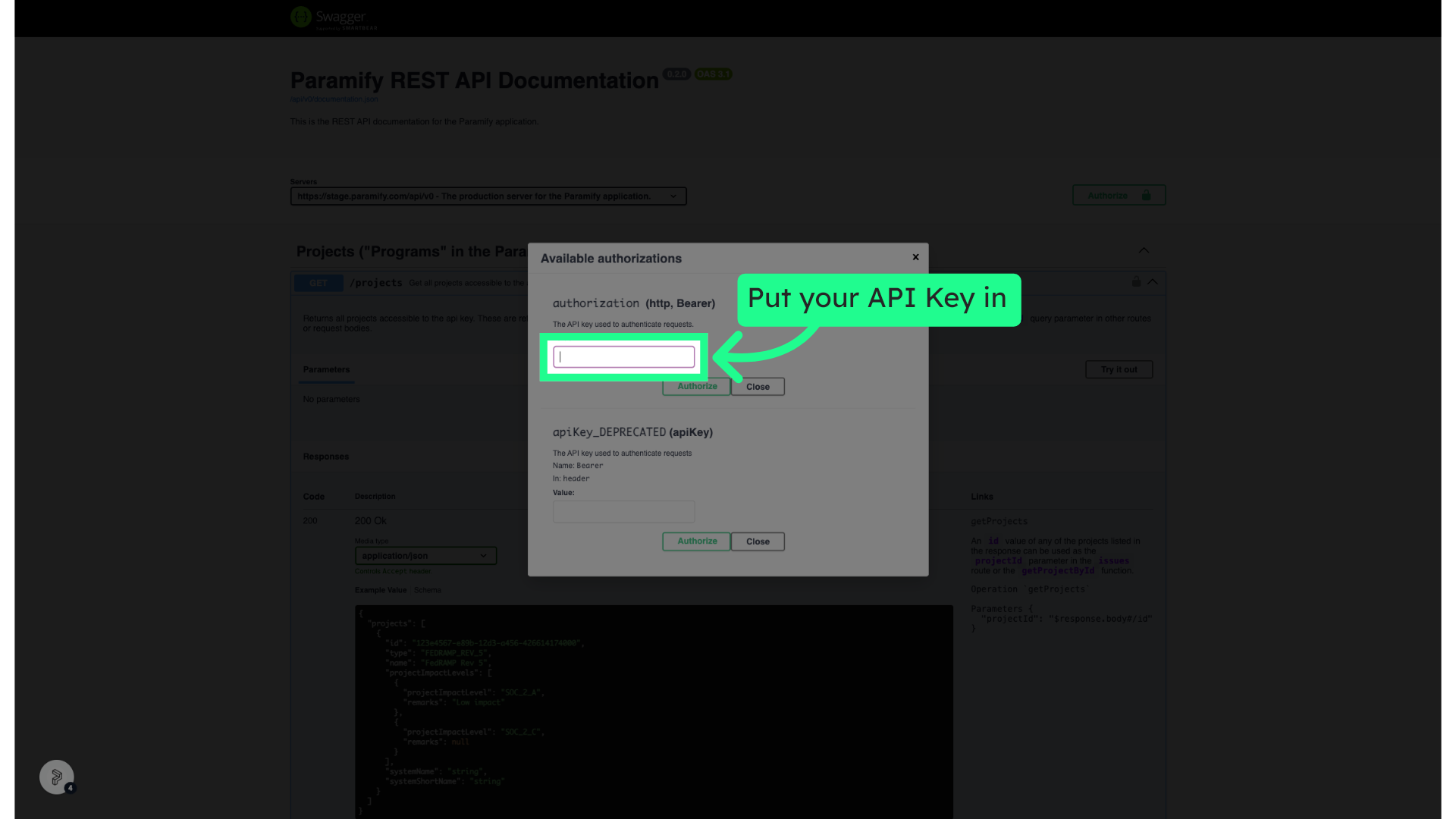 Put your API Key in here