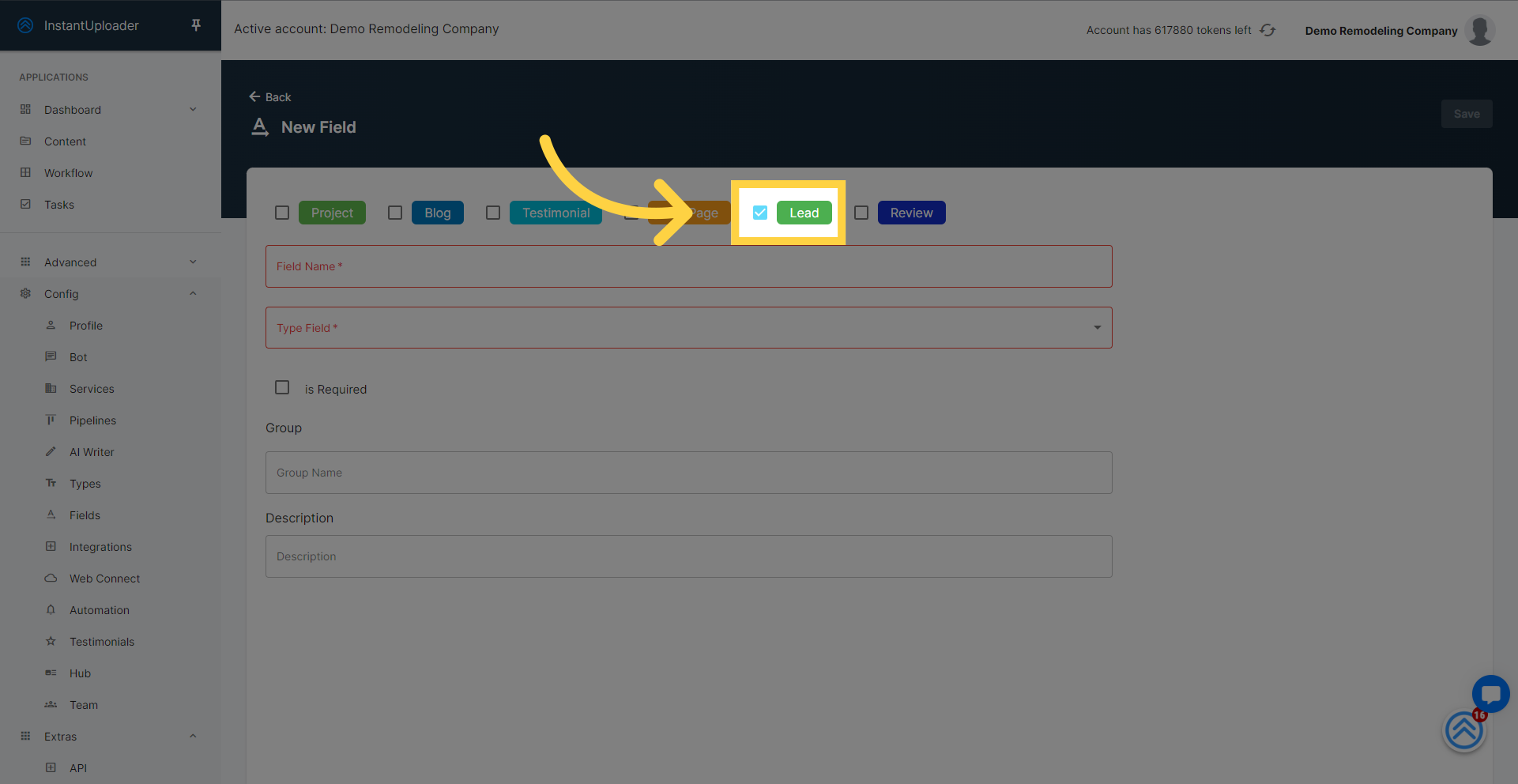 Associate the Field with Lead Content Types