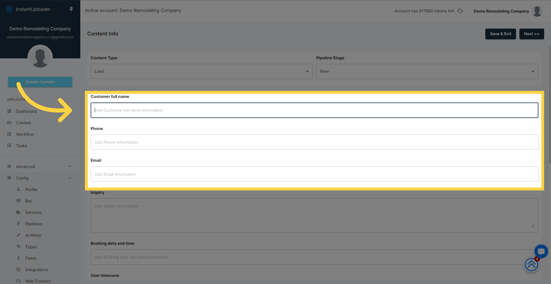 Input Lead Details