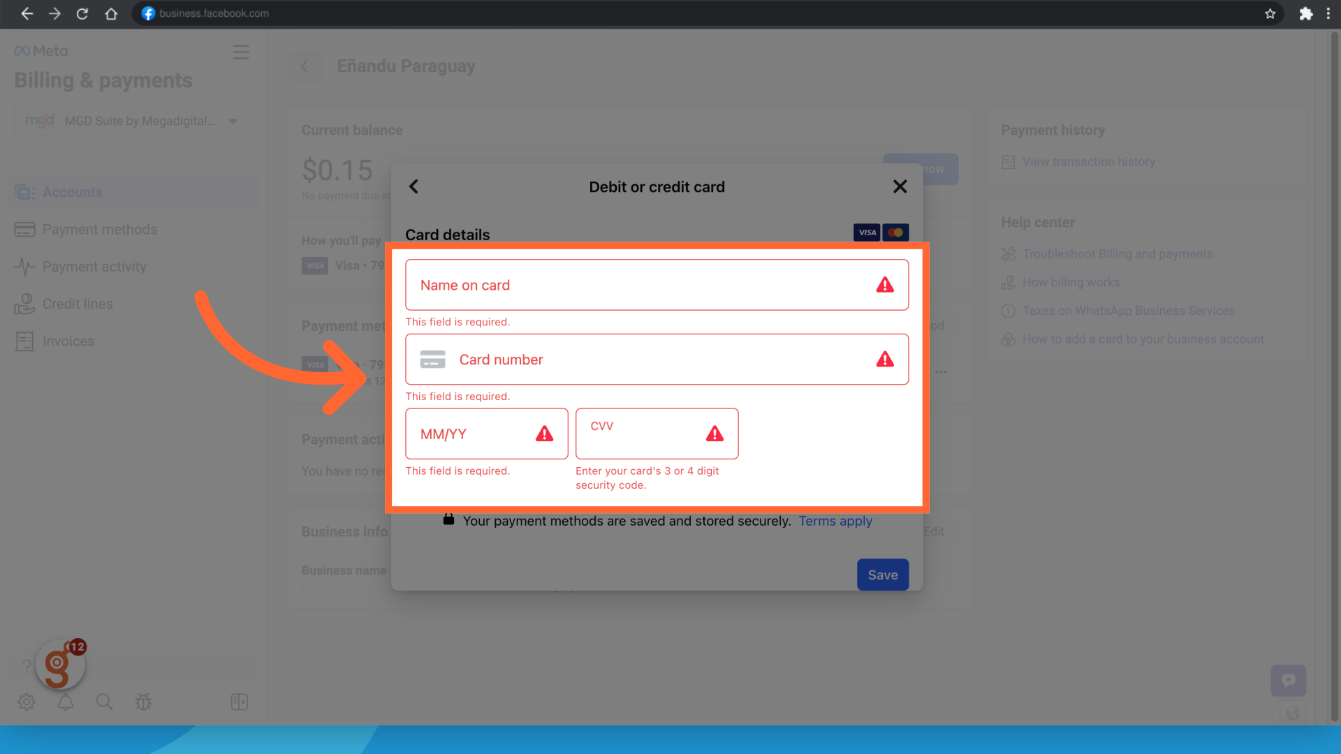 Clic 'Name on cardThis field is required.Card numberThis field is required.MM/YYThis field is required.CVVEnter your card's 3 or 4 digit security code.'