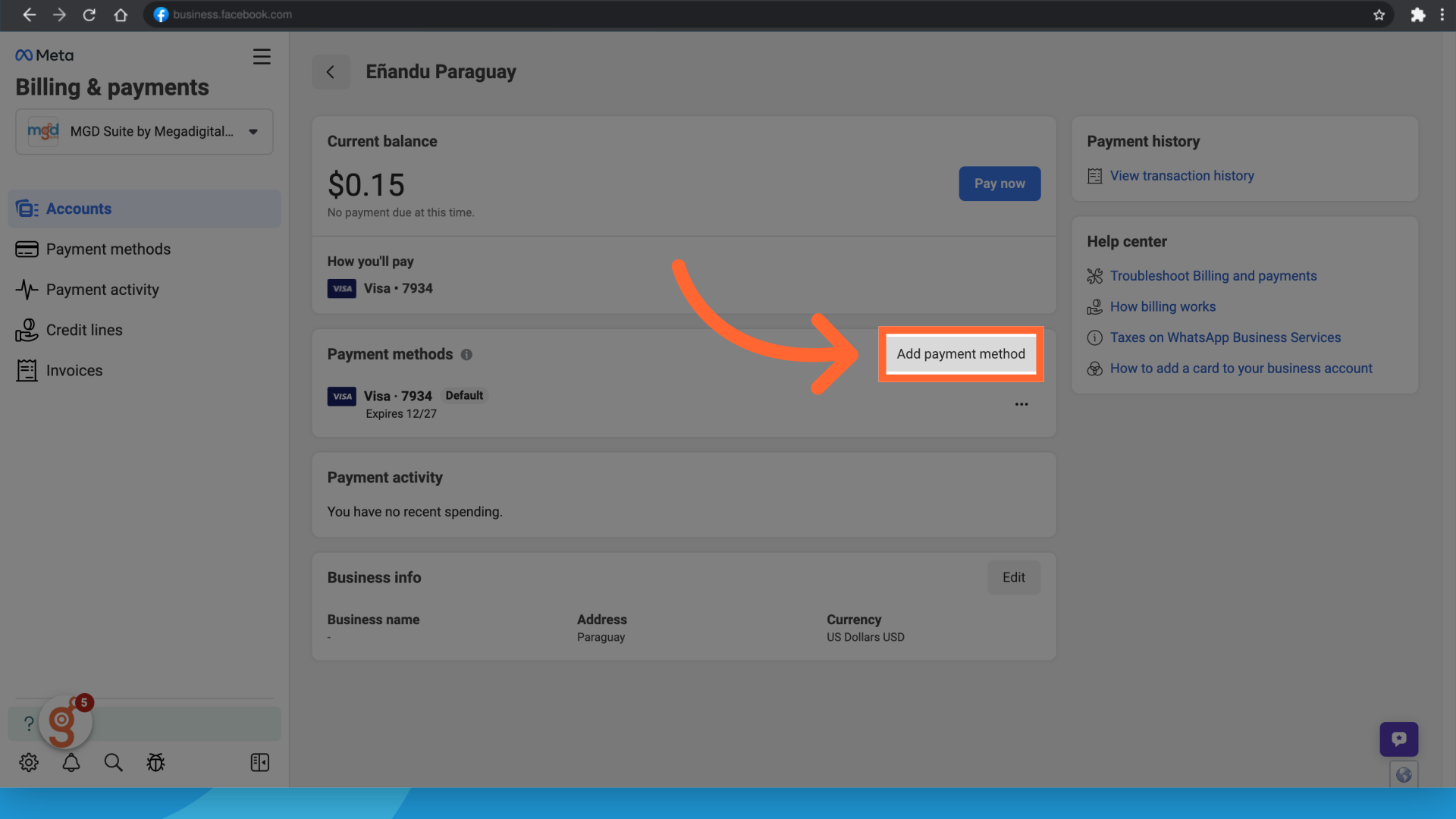 Clic 'Add payment method'