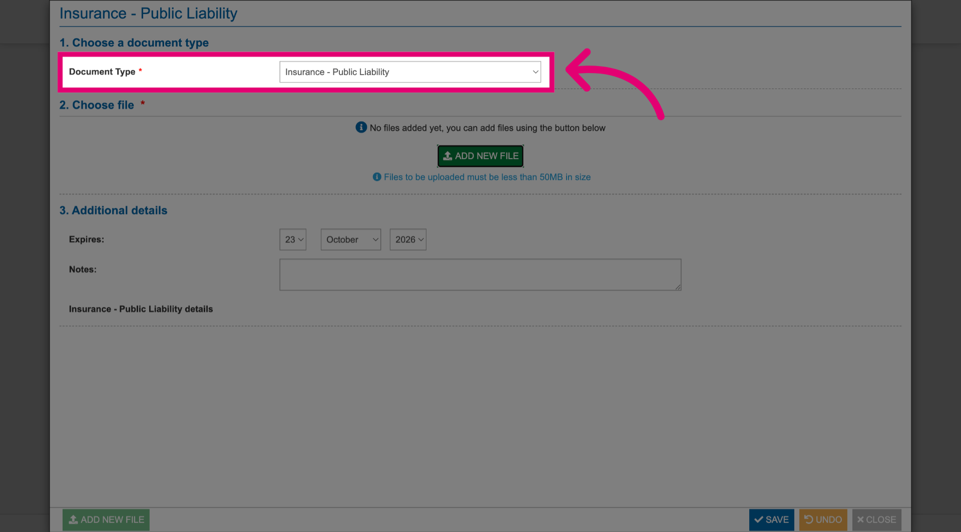 Select Document Type