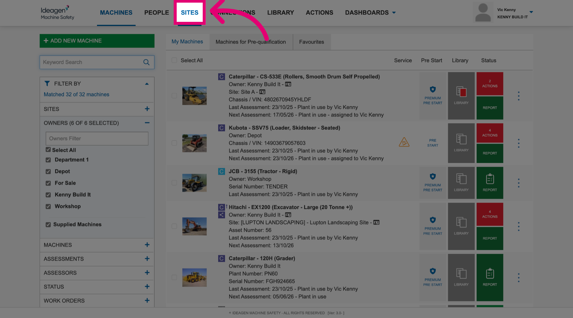 Navigate to Sites