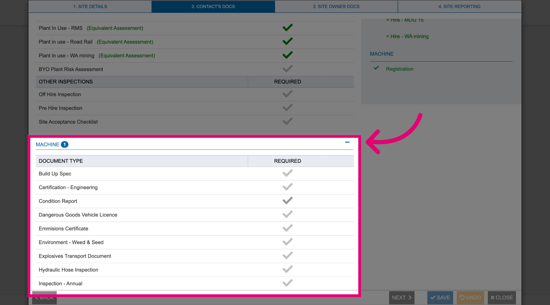 Mark required document types