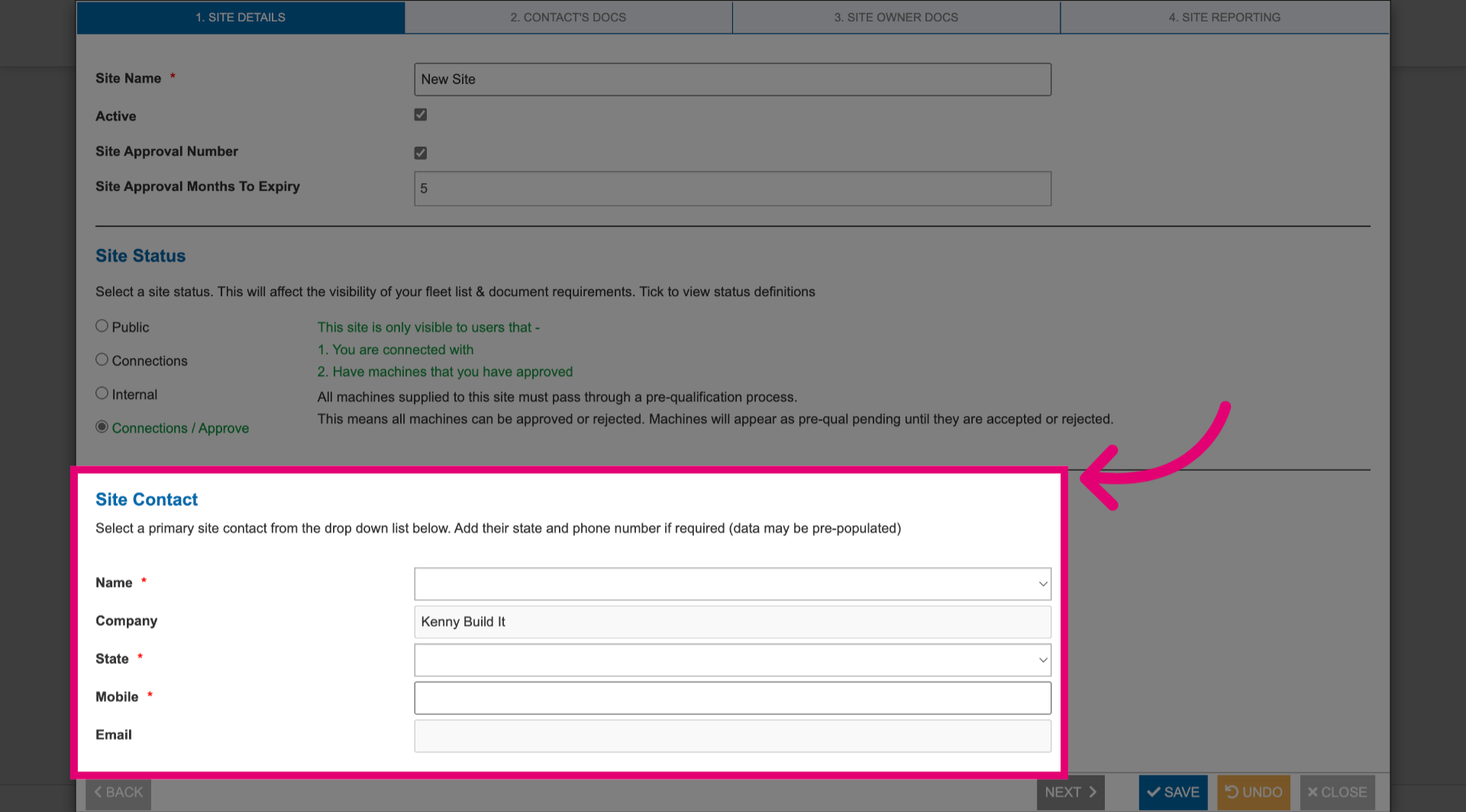 Fill out contact details