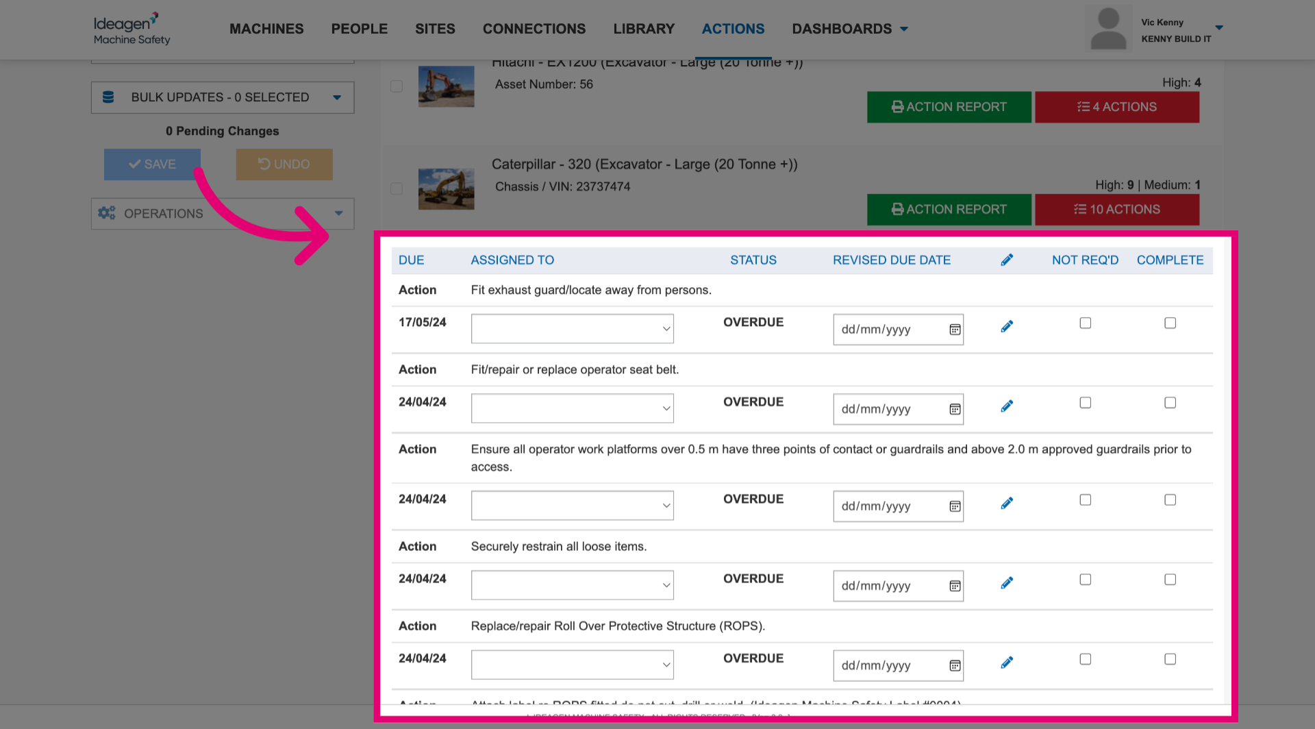 Review outstanding actions