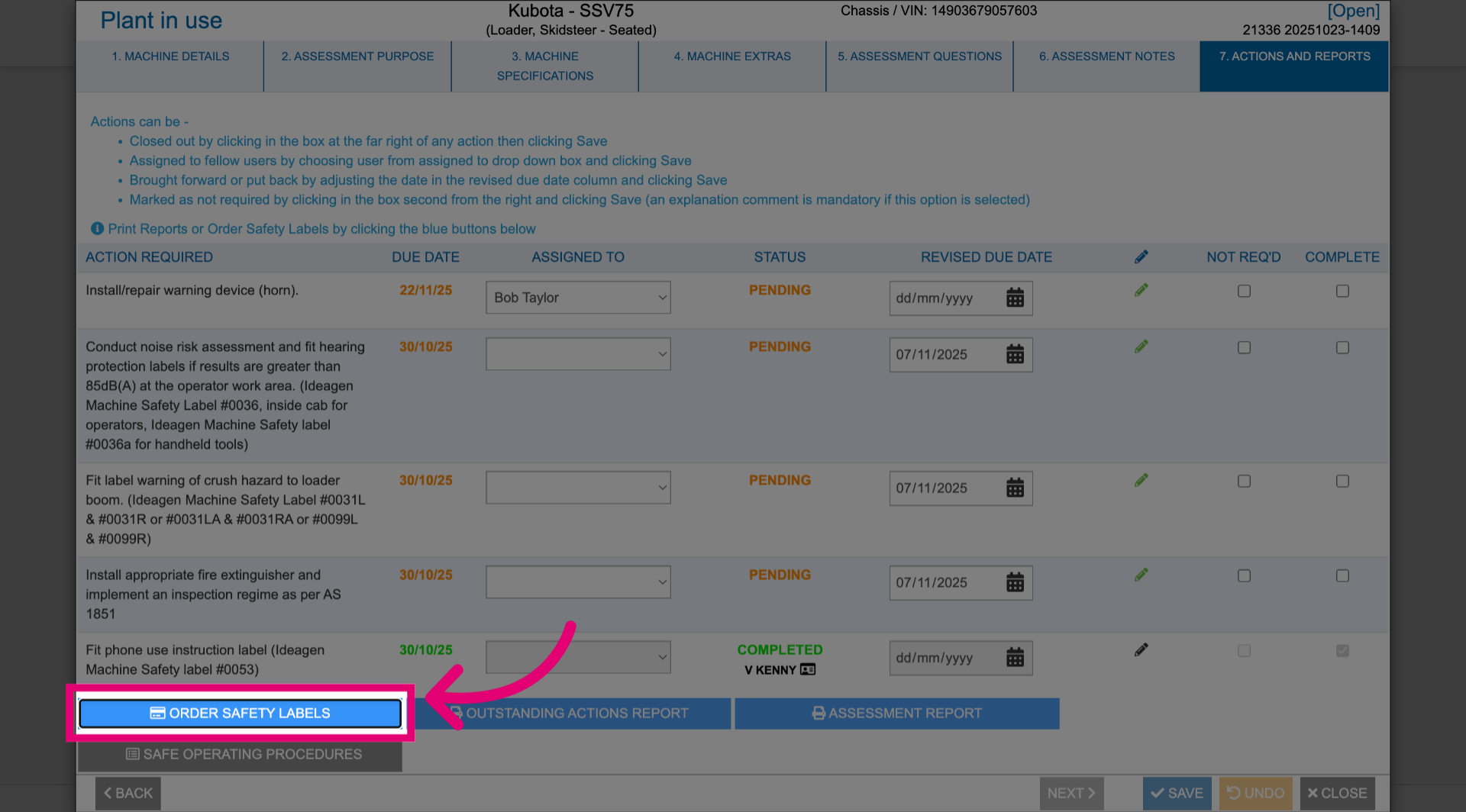 Click 'Order Safety Labels'