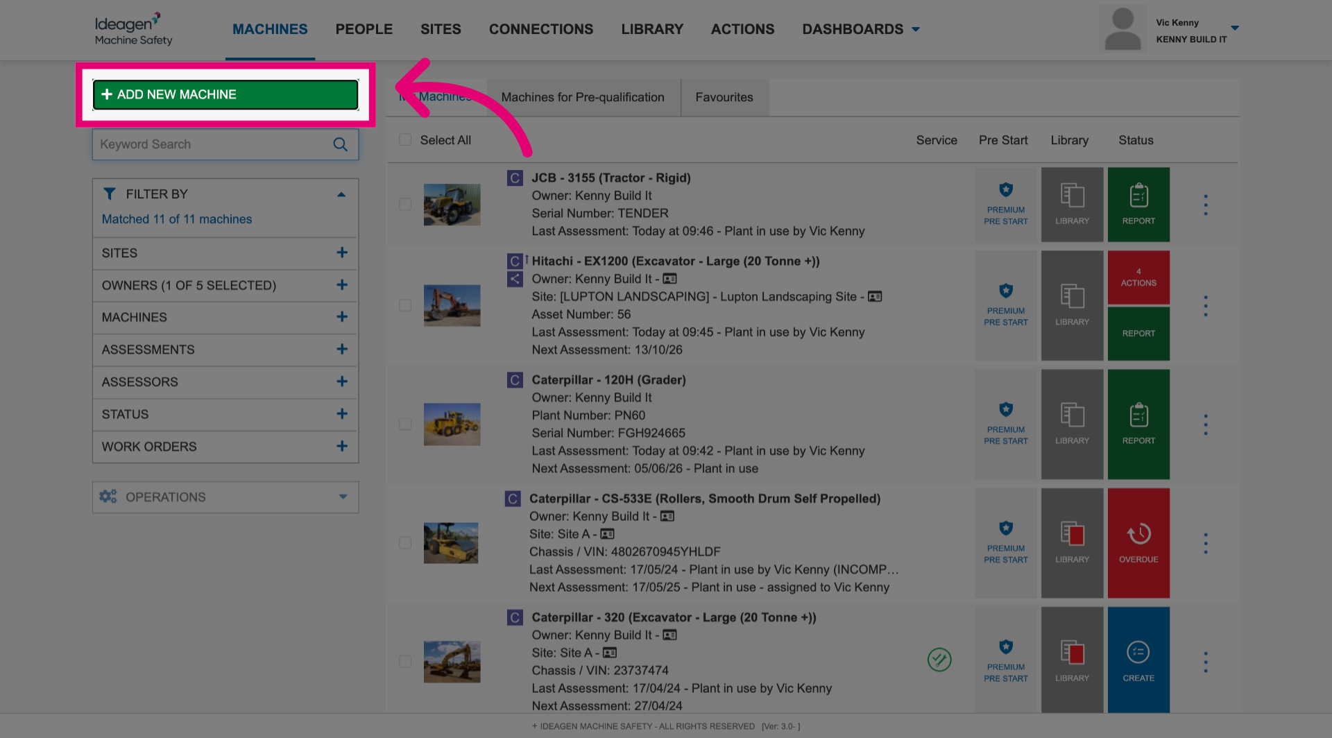 Click 'Add New Machine'