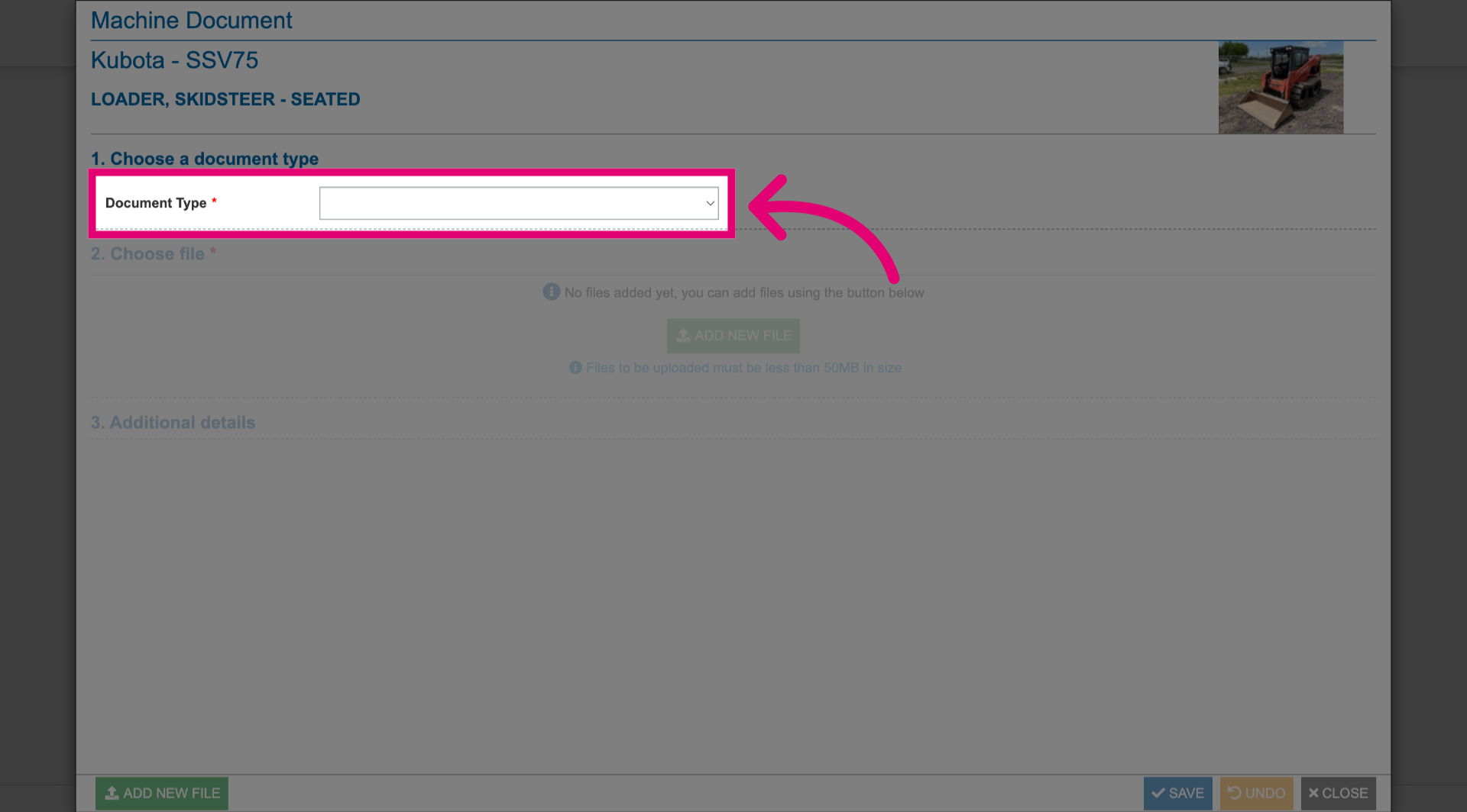 Select document type