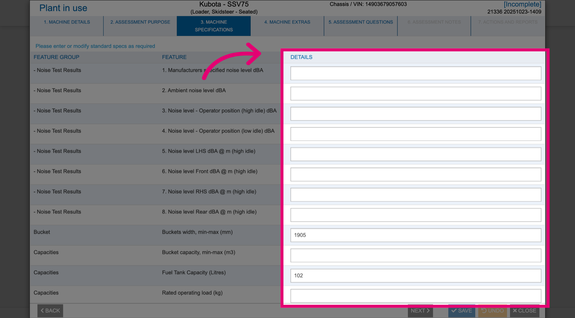 Fill out details