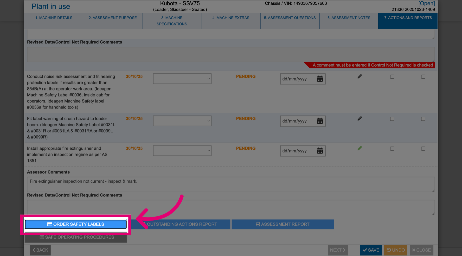 Click 'Order Safety Labels'