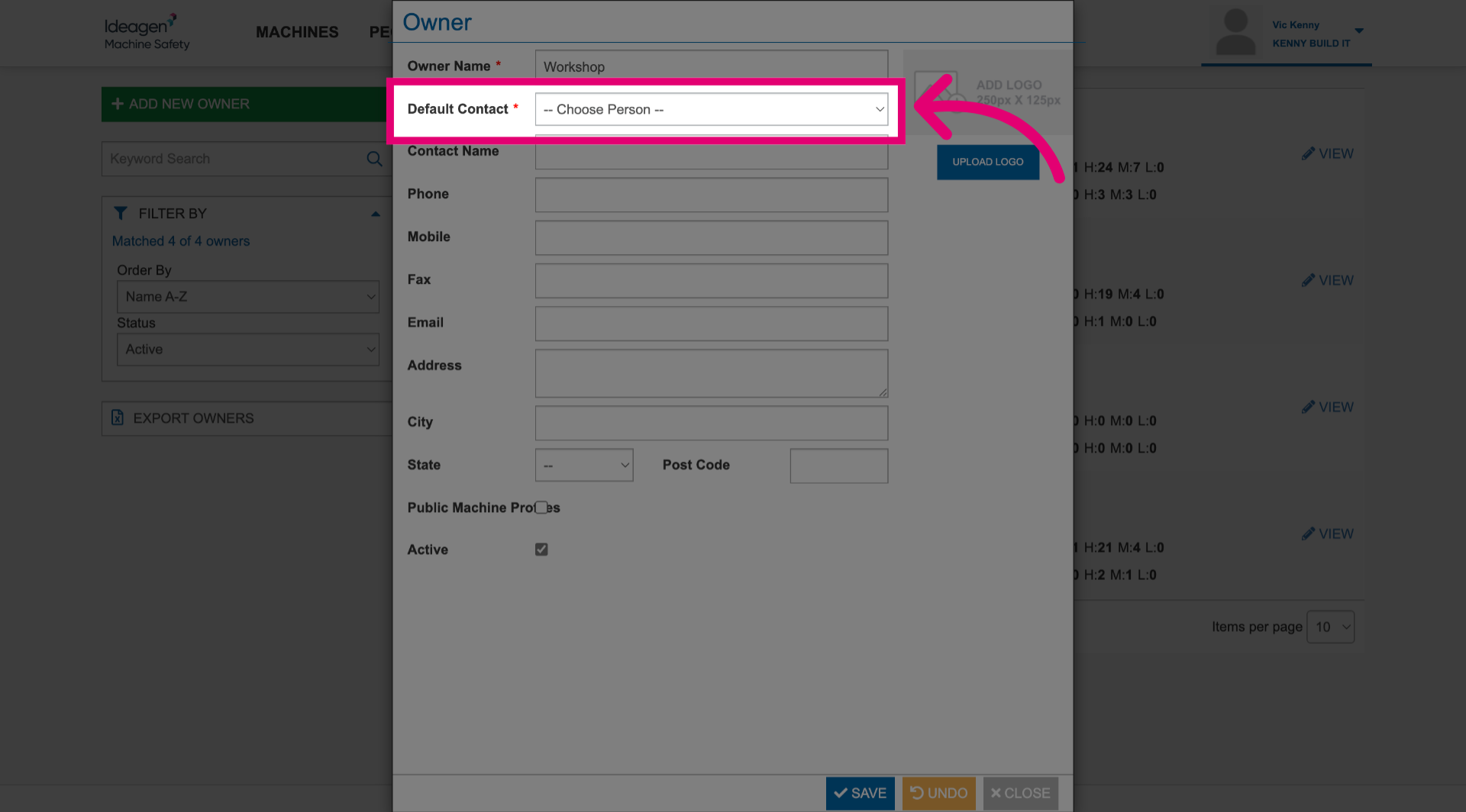 Set default contact