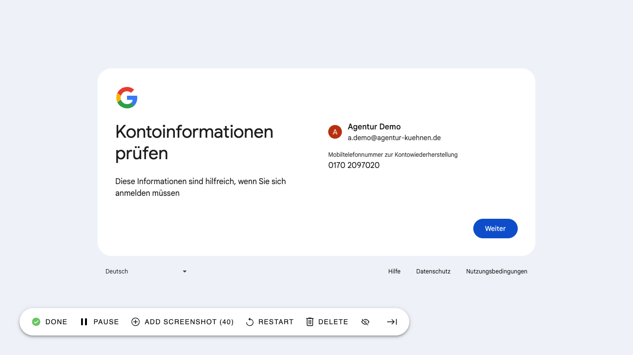 Prüfen Sie Ihre Angaben.