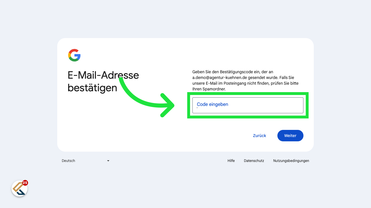 Code einfügen.