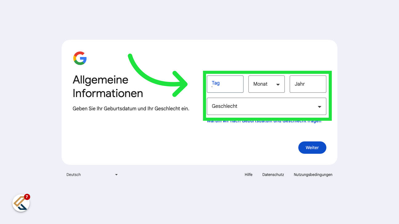 'Allgemeine Informationen' eintragen