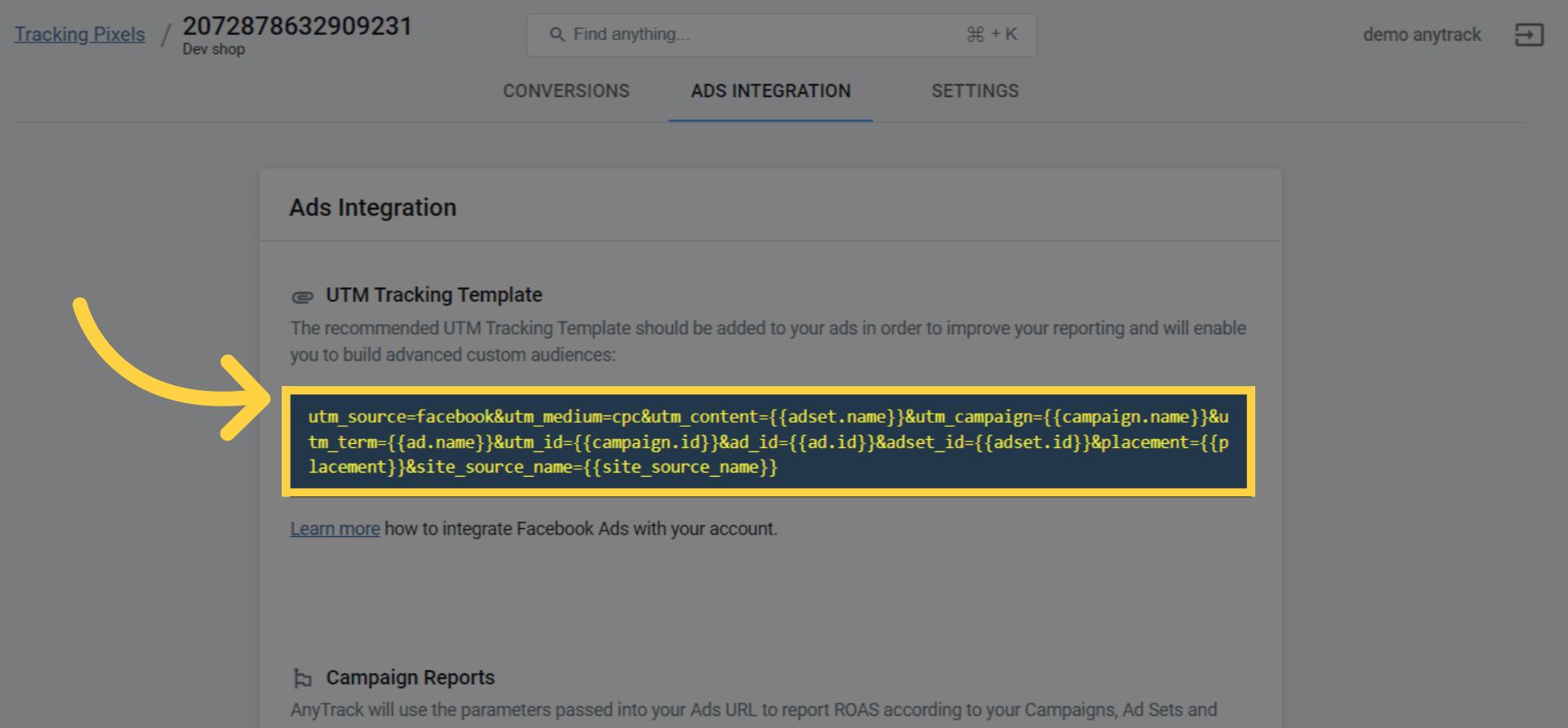 Click to copy UTM Tracking Template
