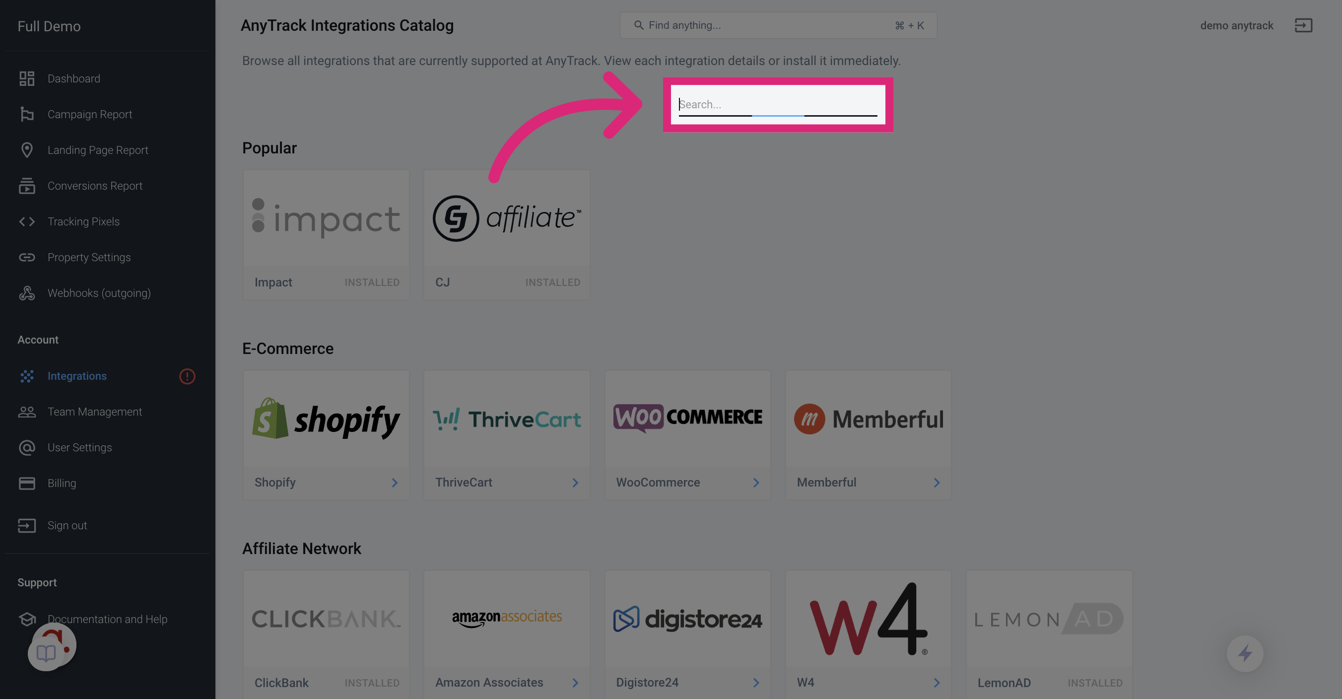 Go to the Integration Catalog and search for Maxbounty