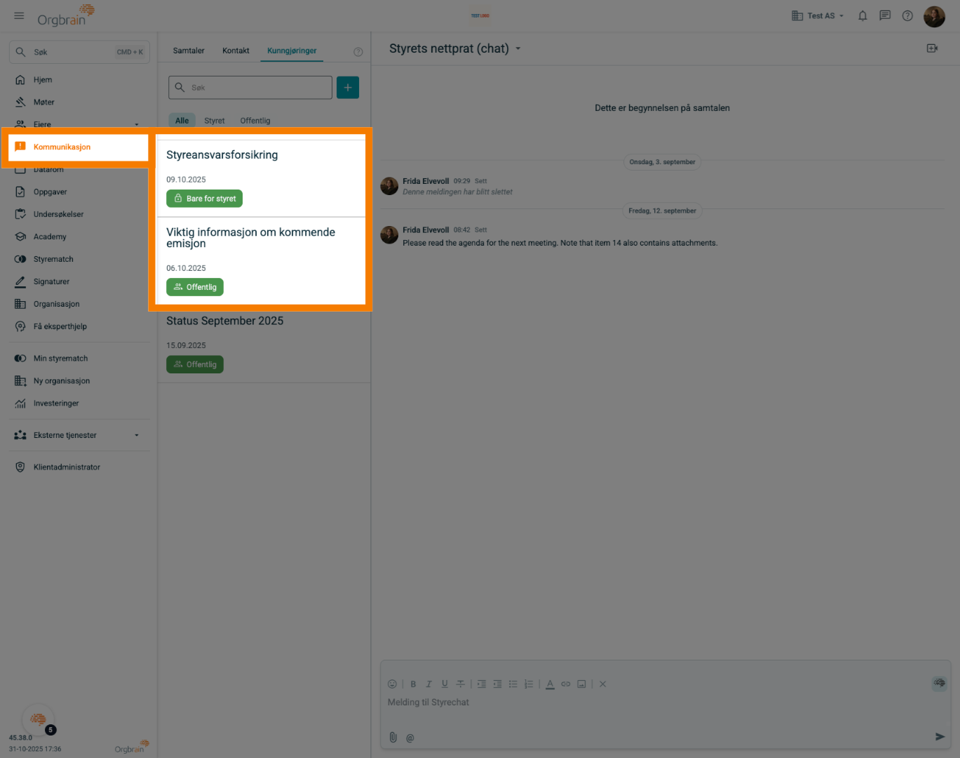 Kommunikasjon - Kunngjøringer