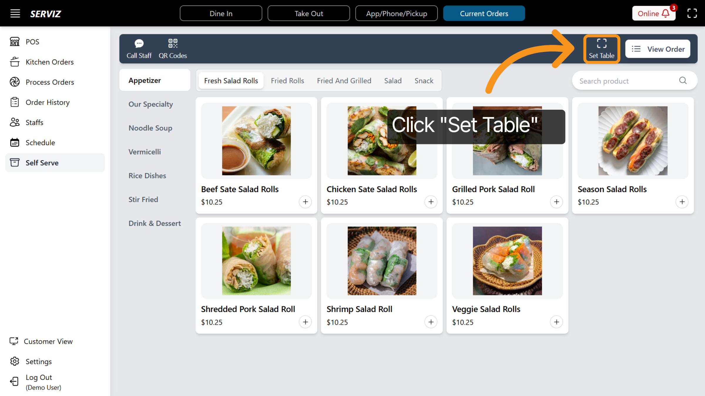Set Table Configuration