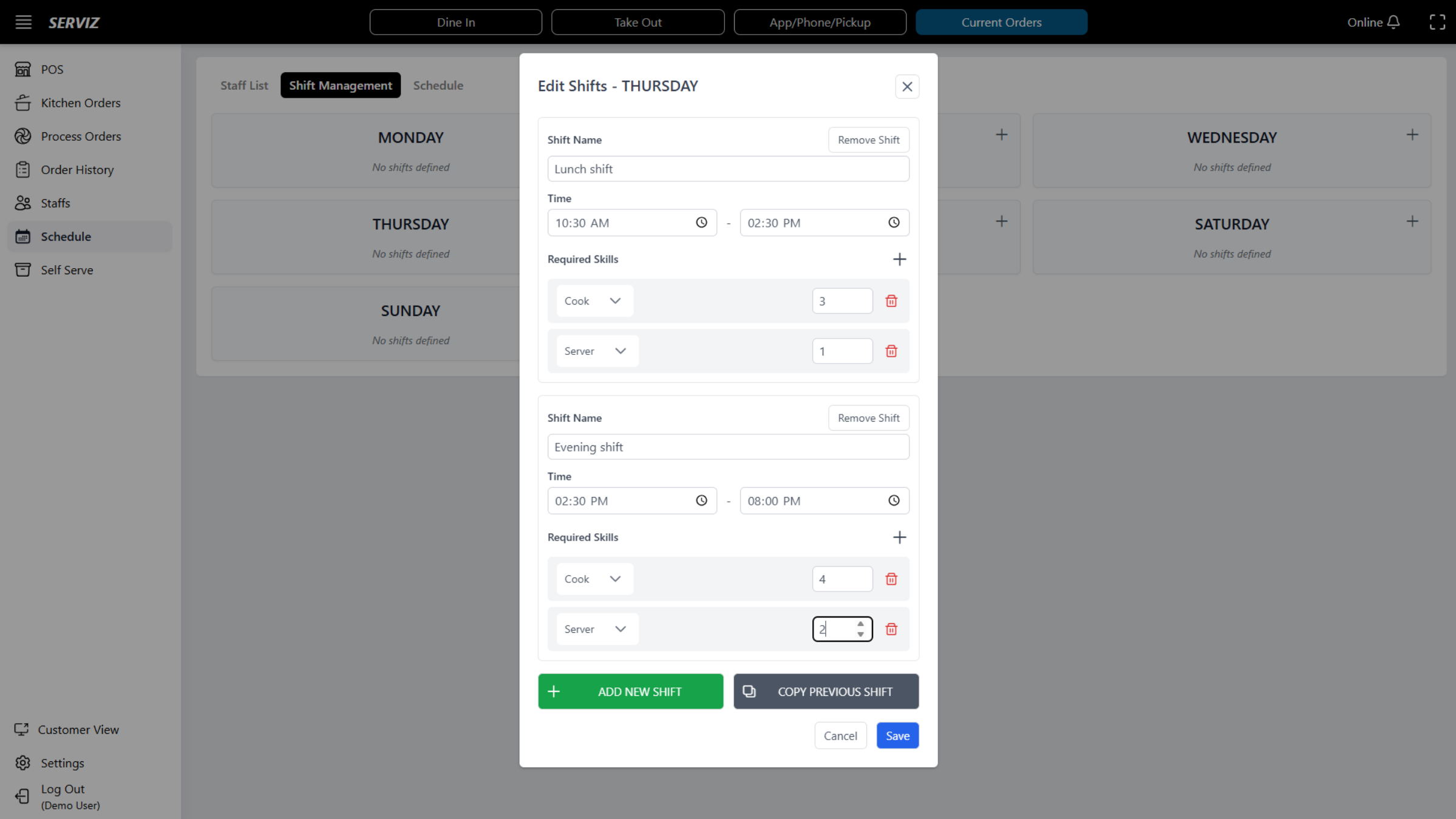 Input shifts information