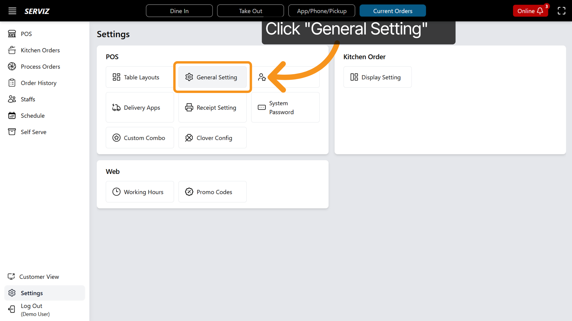 Open General Settings