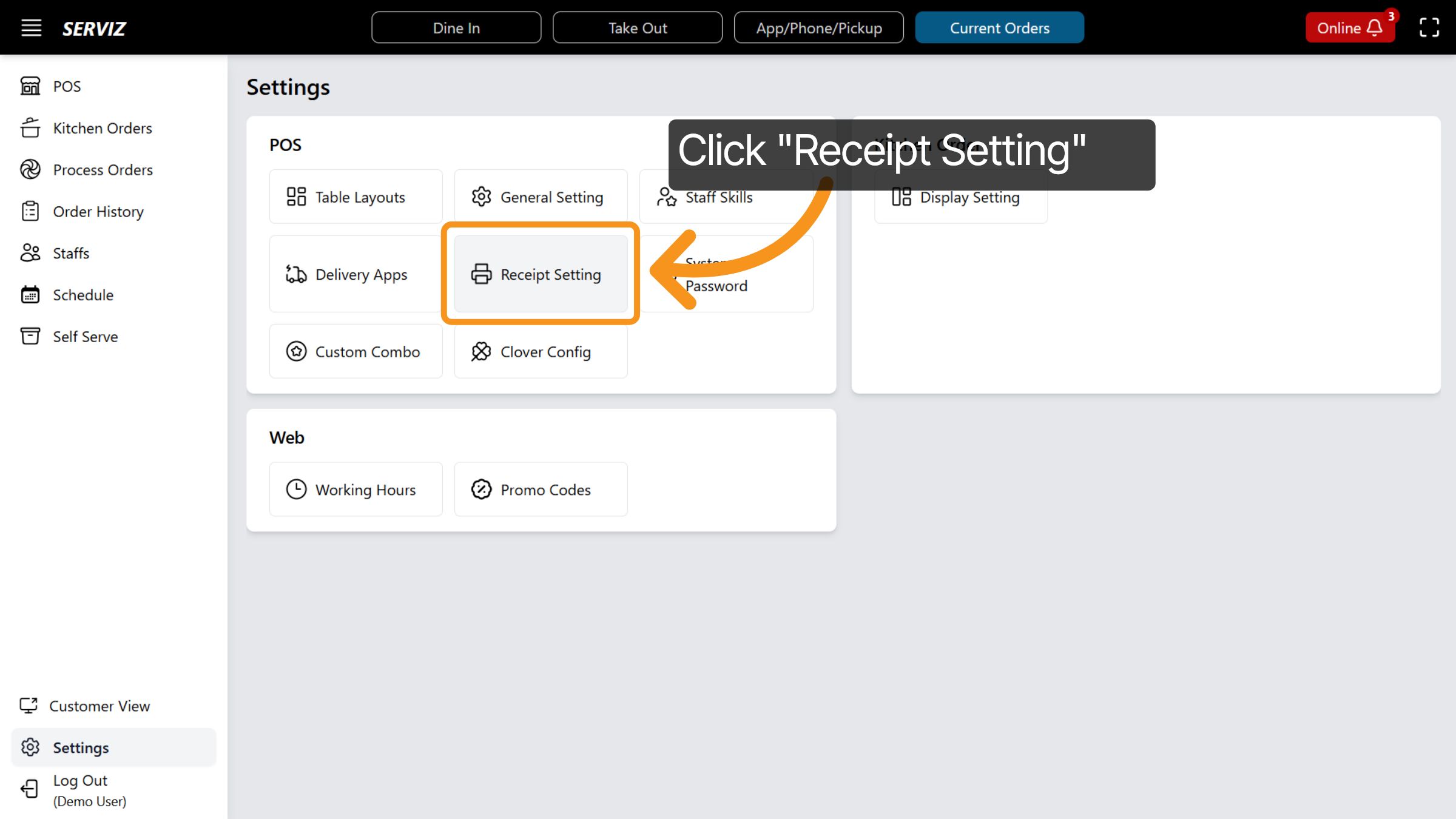 Access Receipt Settings