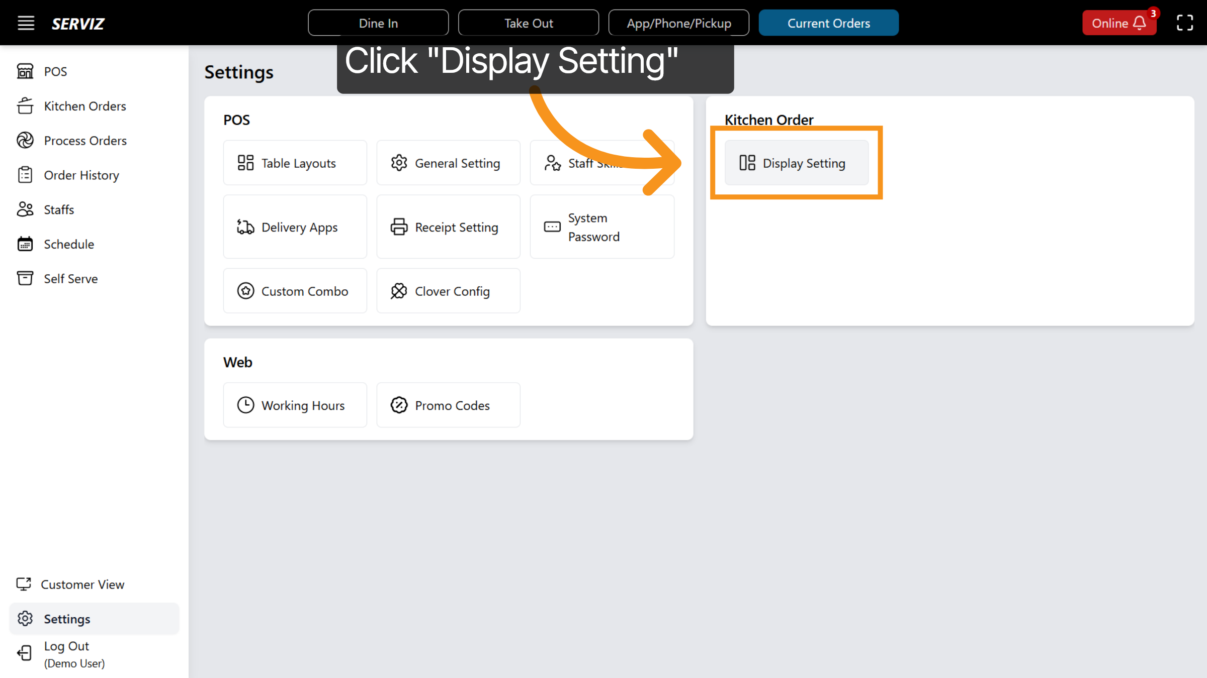 Access Display Settings
